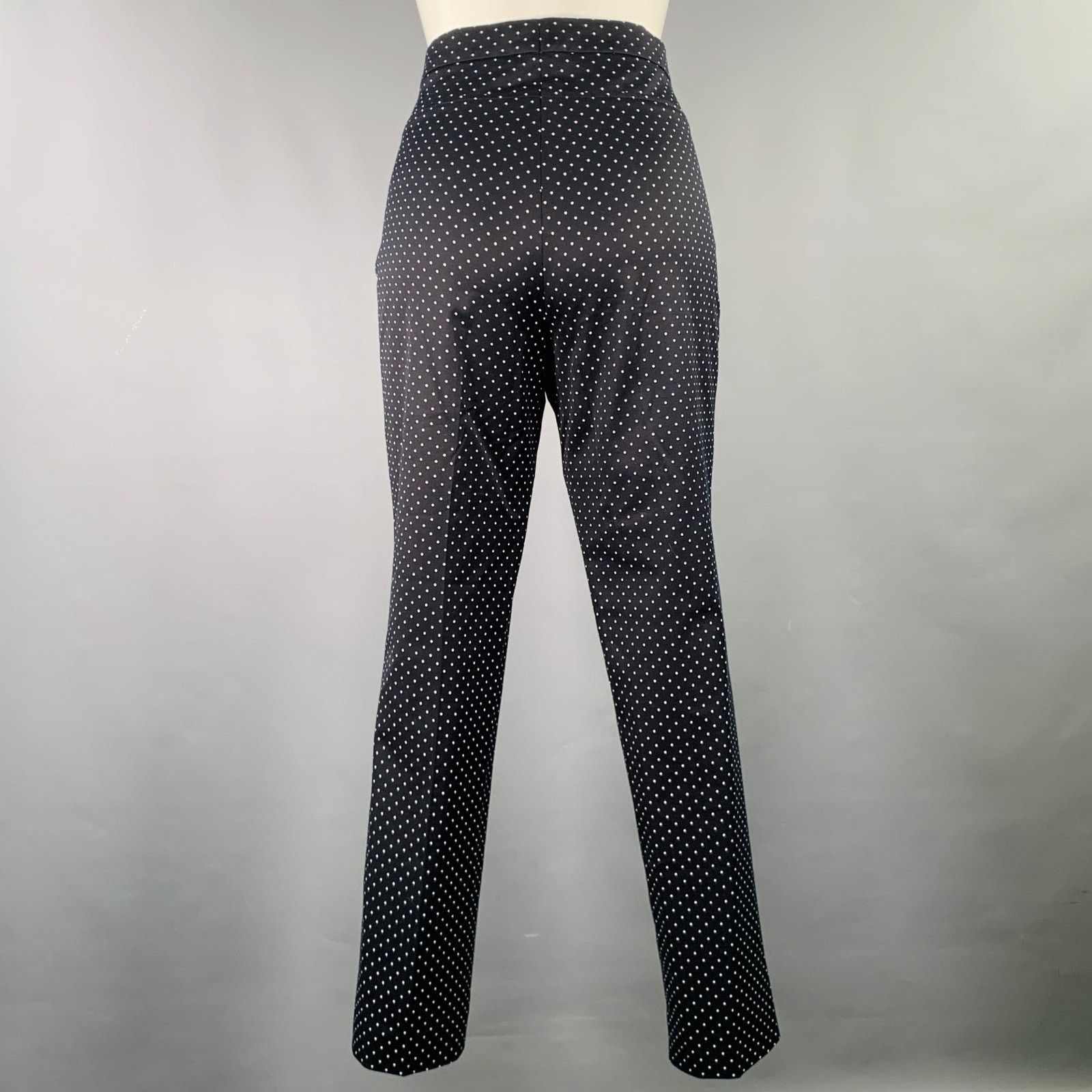 Akris Black White Cotton Blend Dots Side Zipper Casual Pants Size 30" / US 8 / IT 44 - 2 Thumbnail