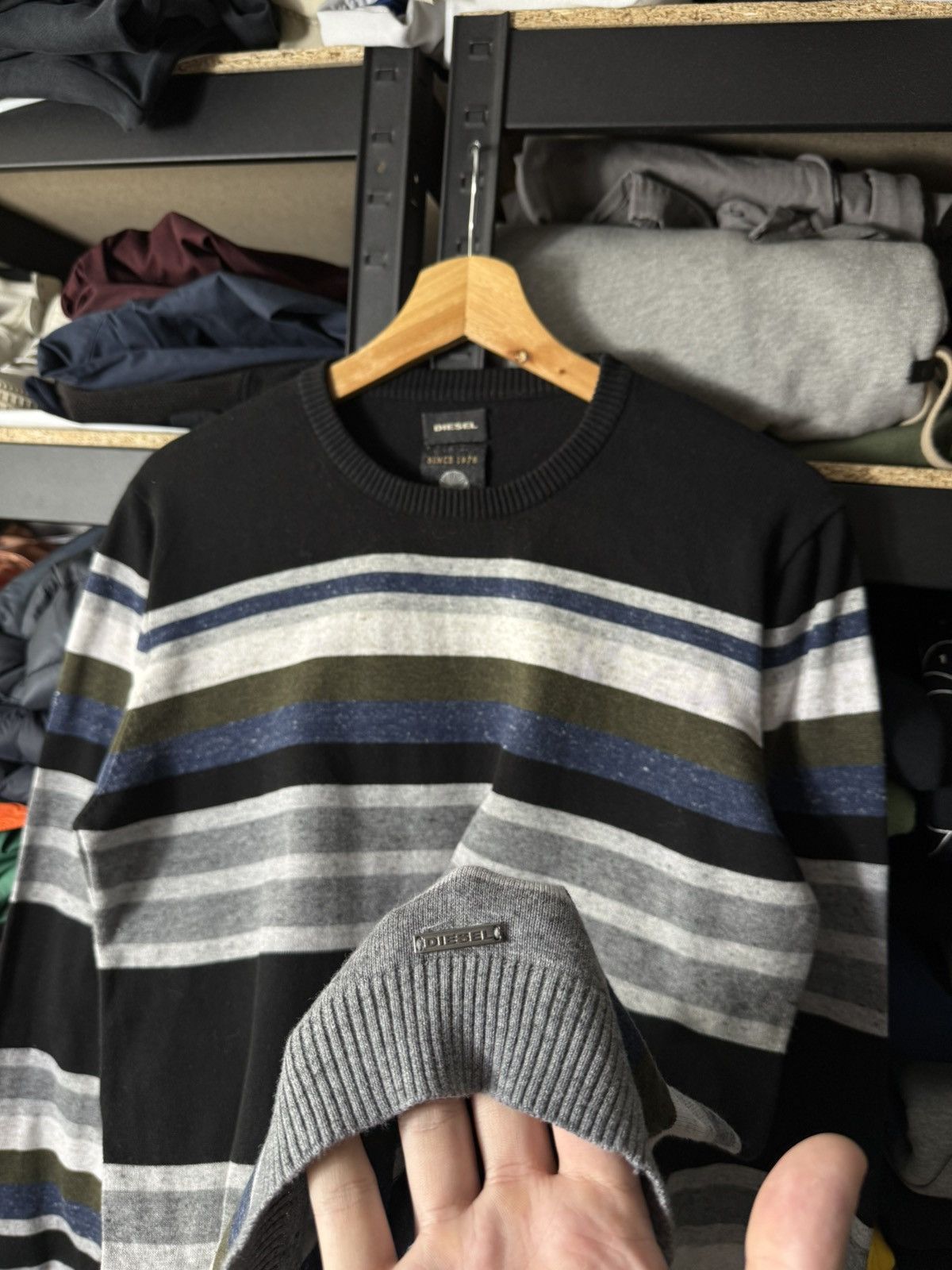 Diesel Diesel Knit Sweater Mens Size M Striped Crewneck Cotton Size US M / EU 48-50 / 2 - 4 Thumbnail