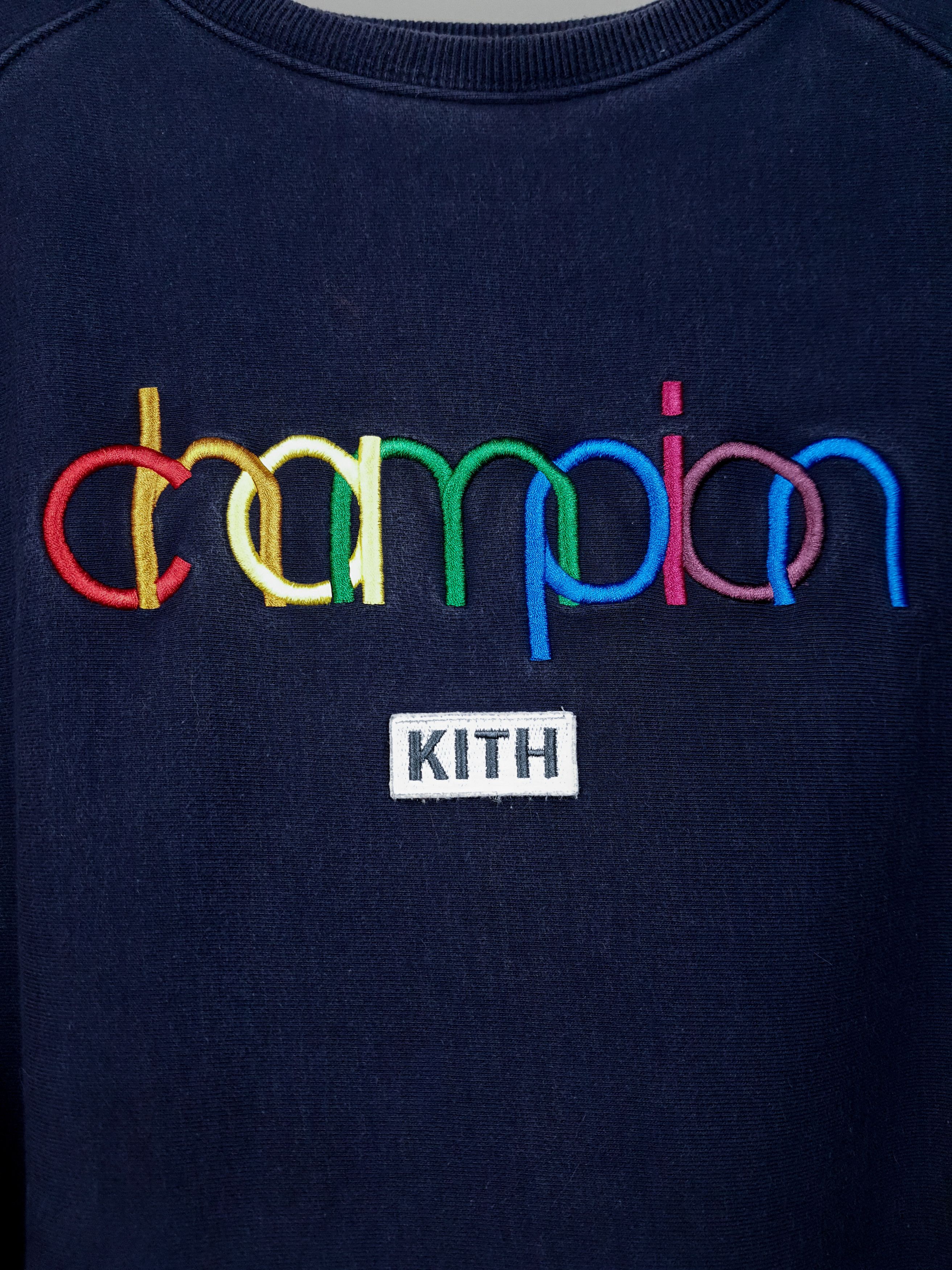 Champion × Kith RARE CHAMPION x KITH Double Logo Blue Crewneck Sweatshirt Size US L / EU 52-54 / 3 - 5 Thumbnail