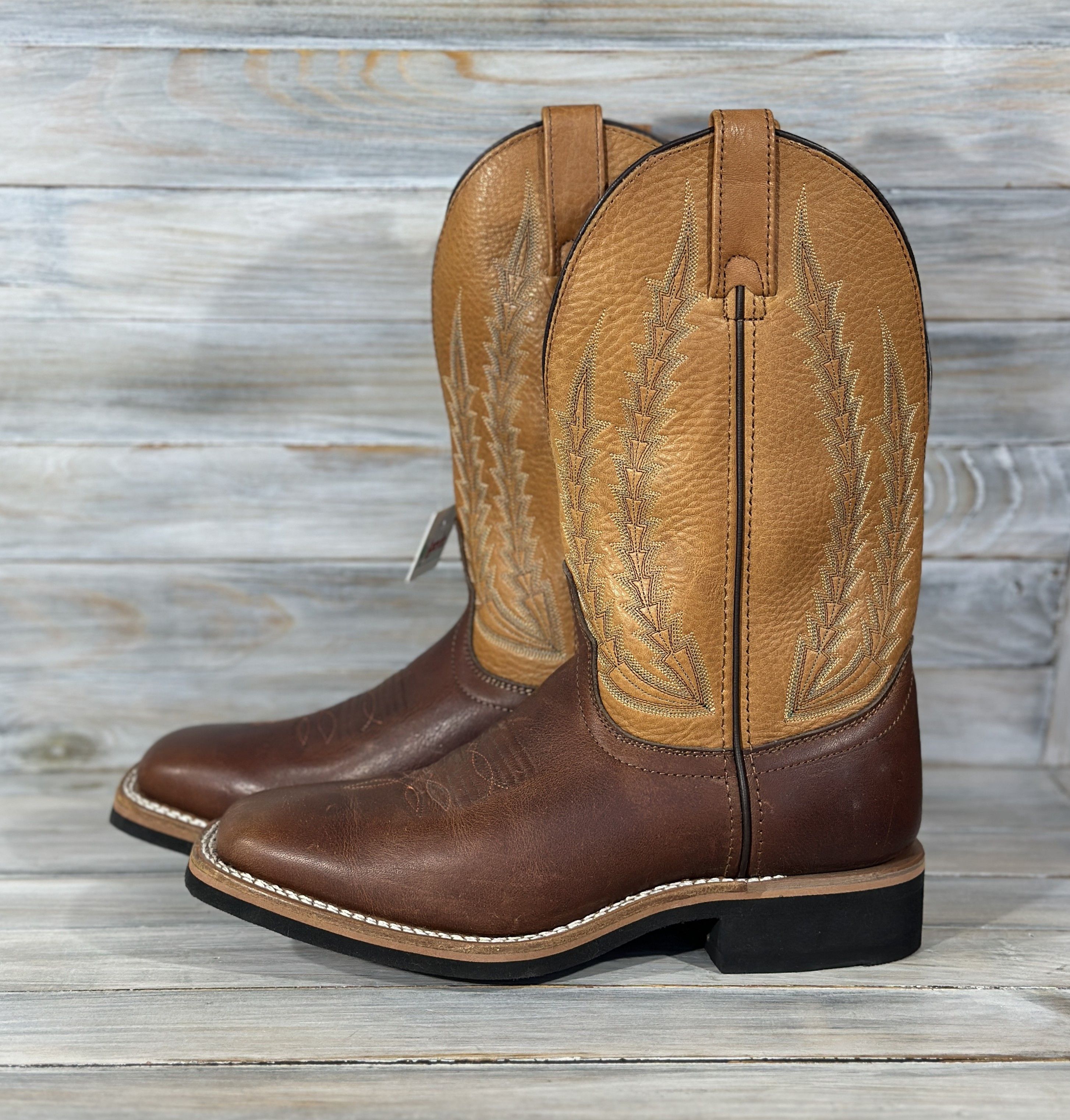 Cowboy Equipment LAREDO Cowboy Western Leather Boots Brown Square Toe Shoes Size US 7.5 / EU 40-41 - 5 Thumbnail