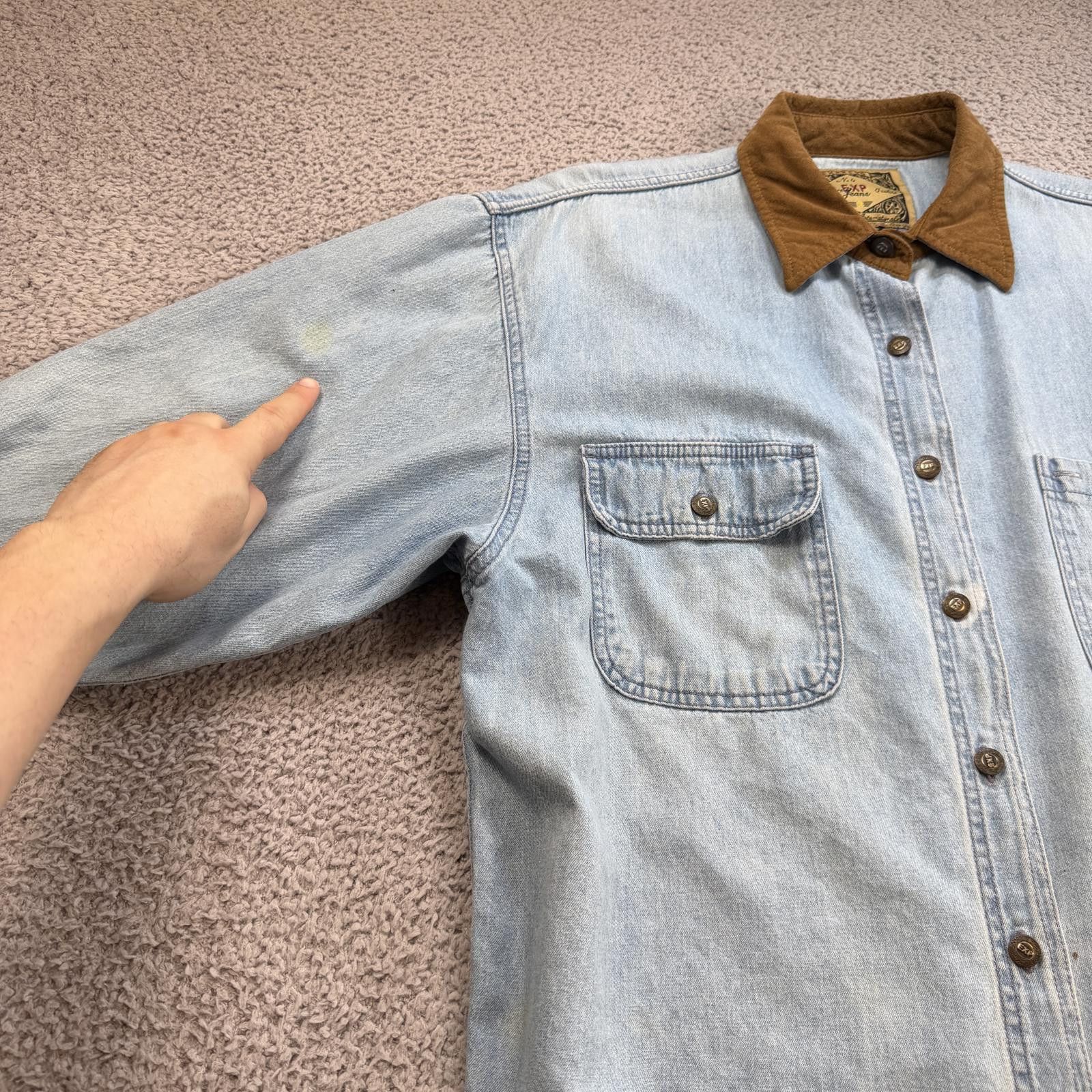Express Vintage 90s Express Jeans Denim Work Shirt Corduroy Collar Size US S / EU 44-46 / 1 - 8 Thumbnail