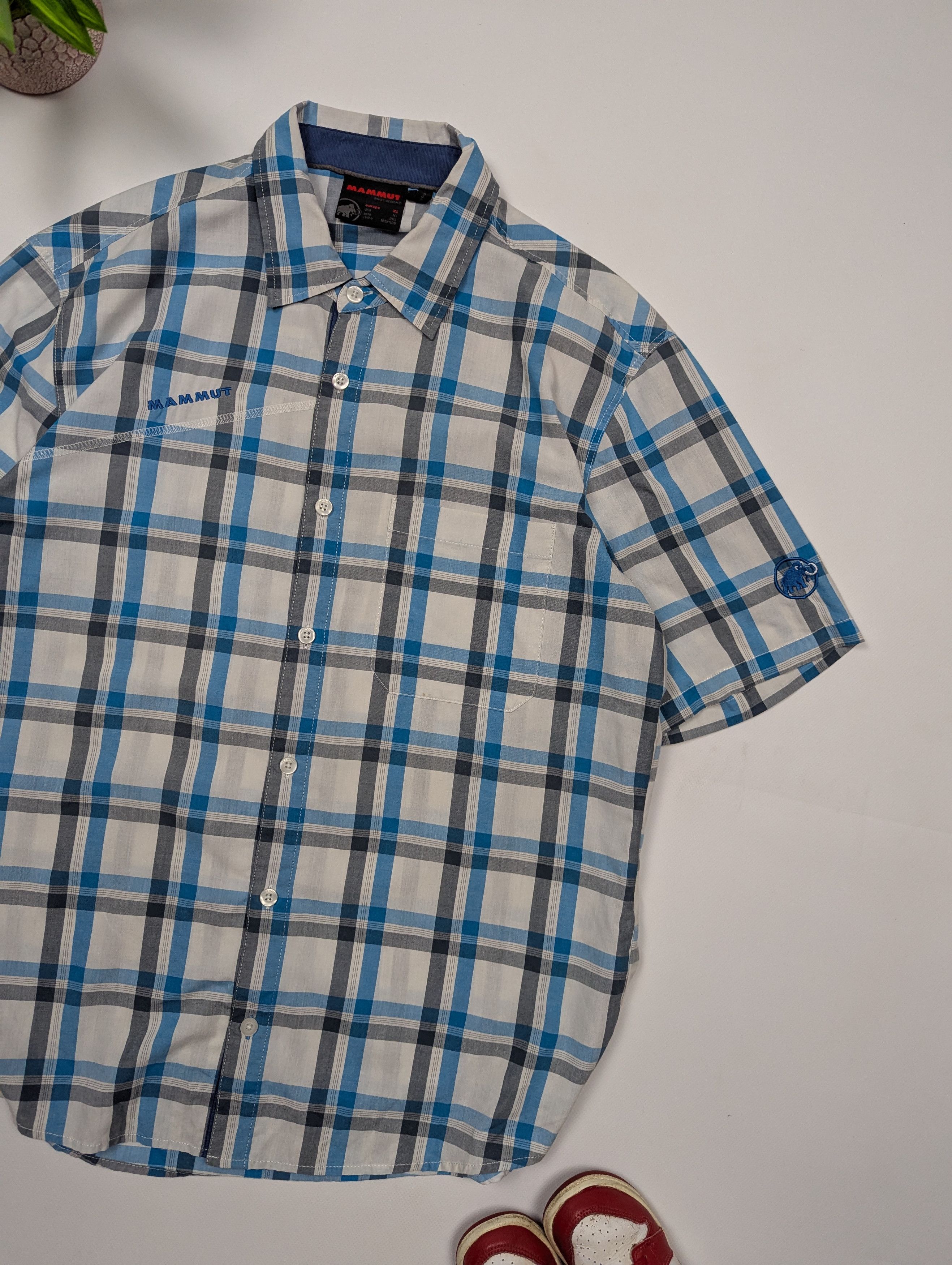 Mammut Mammut Men’s XL Short Sleeve Check Shirt Blue Grey Outdoor Size US XL / EU 56 / 4 - 3 Thumbnail