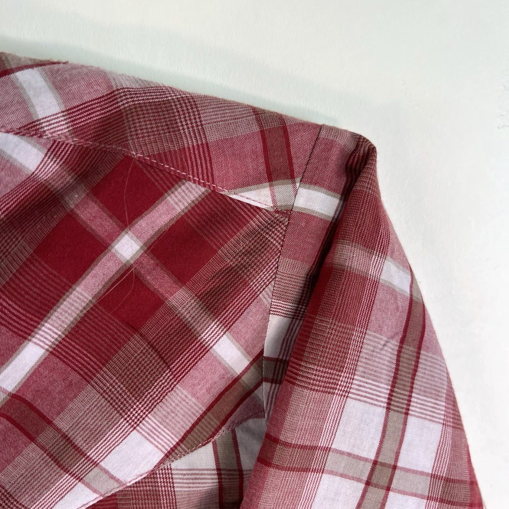 Vintage Plains Western Wear Plaid Pearlsnap Shirt Mens M Red Short Sleeve Shirt Size US M / EU 48-50 / 2 - 3 Thumbnail