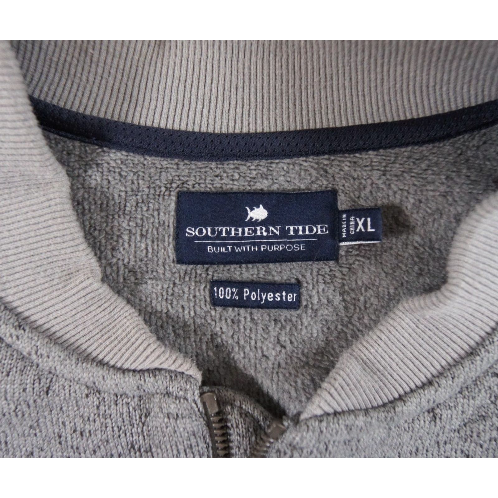 Southern Tide Southern Tide Mens Jacket Bomber Jacket XL Gray Fleece Zip Full Zip Casual Outdoor Stand-Up Collar, Regular Fit, Outer Shell Polyester Size US XL / EU 56 / 4 - 6 Thumbnail