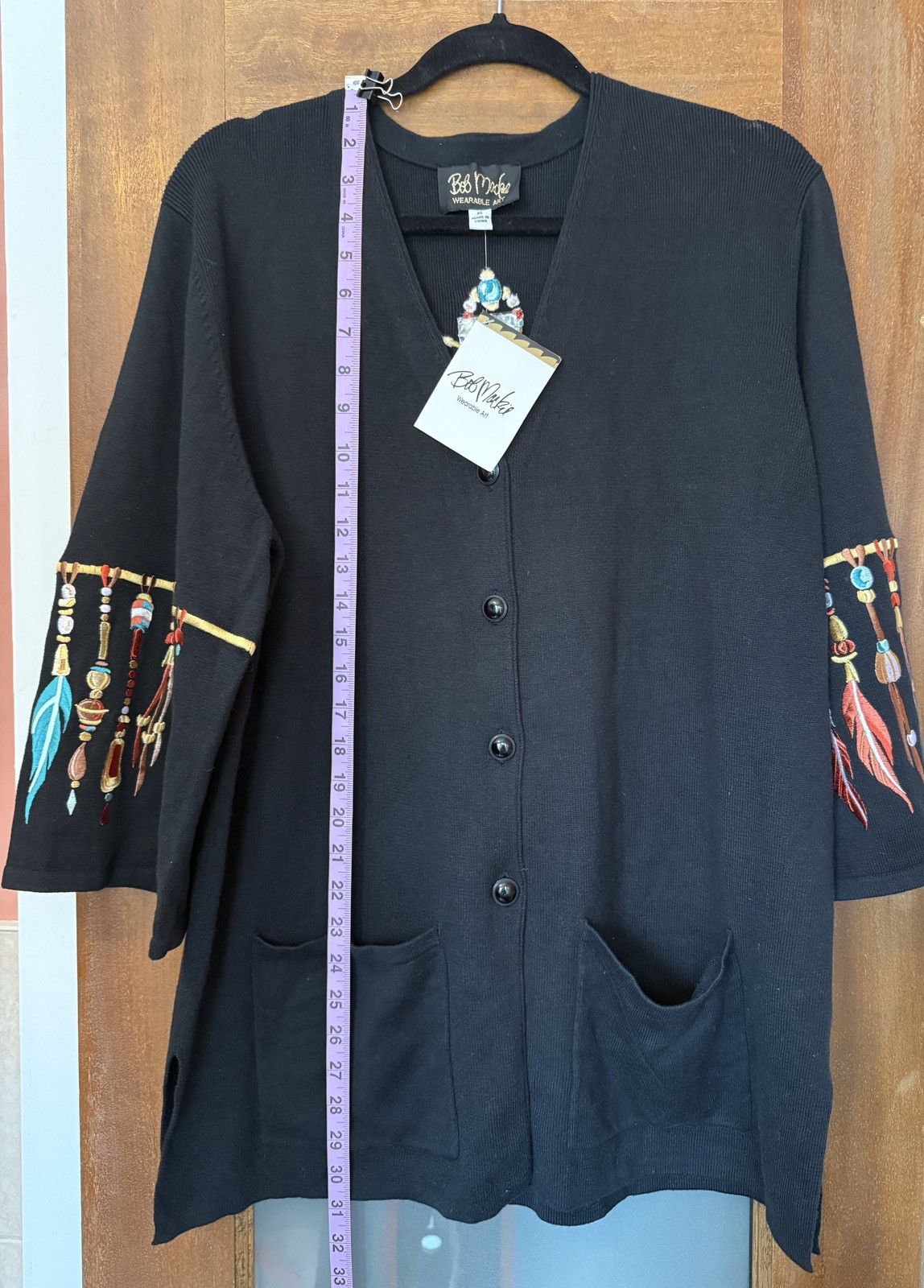 Bob Mackie Bob Mackie Black Art Feather Cardigan Sweater Dream Catcher Size XL / US 12-14 / IT 48-50 - 9 Thumbnail