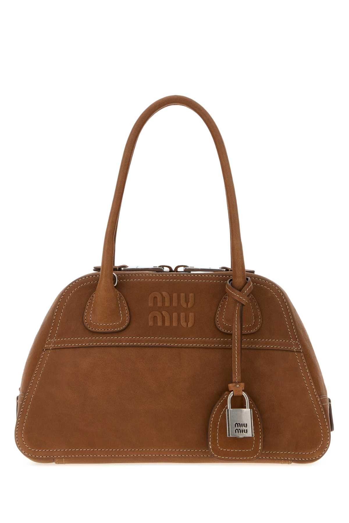 Miu Miu Camel Leather Vivant Handbag Size ONE SIZE - 1 Thumbnail