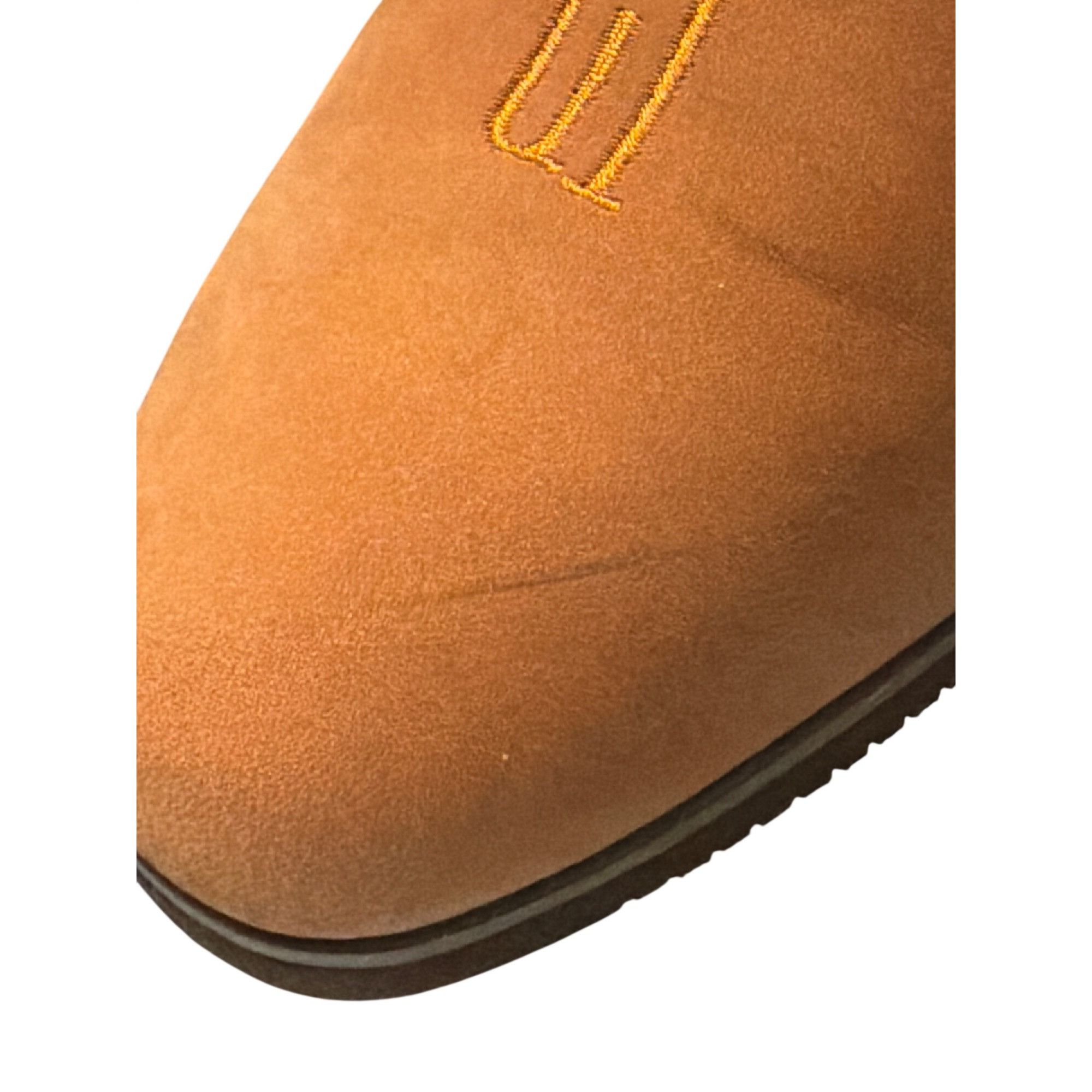 Cole Haan Cole Haan Tan Suede Loafers Flat Shoes Rubber Sole Embroider Size US 9 / IT 39 - 4 Thumbnail