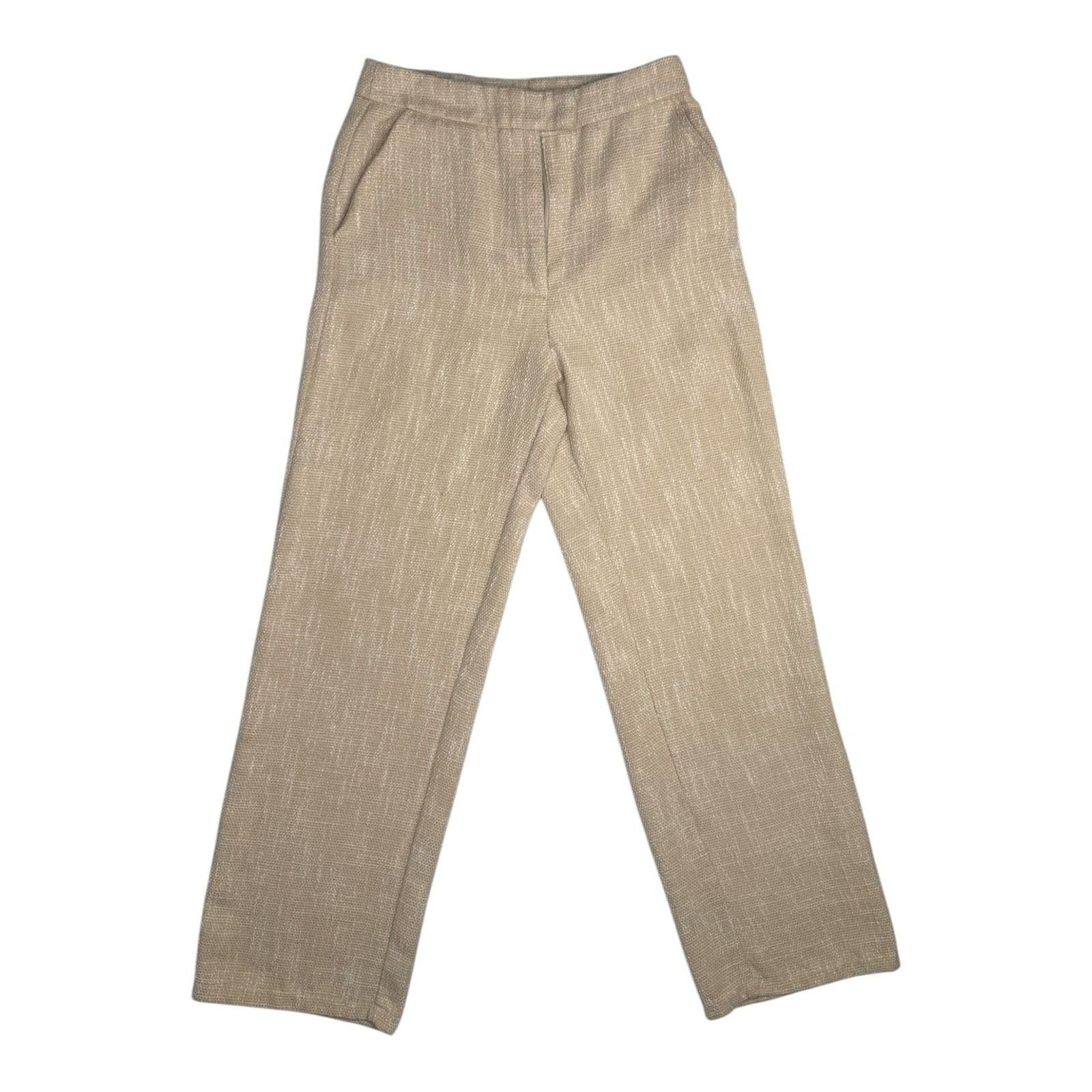 Shein SHEIN Texture High Waisted Straight Pants in Oatmeal Beige Size 22" - 2 Thumbnail