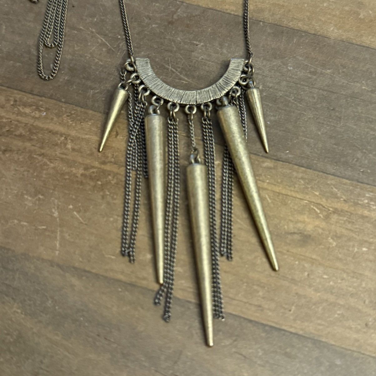 Other Bronze tone spikes and chains pendant necklace Size ONE SIZE - 4 Thumbnail