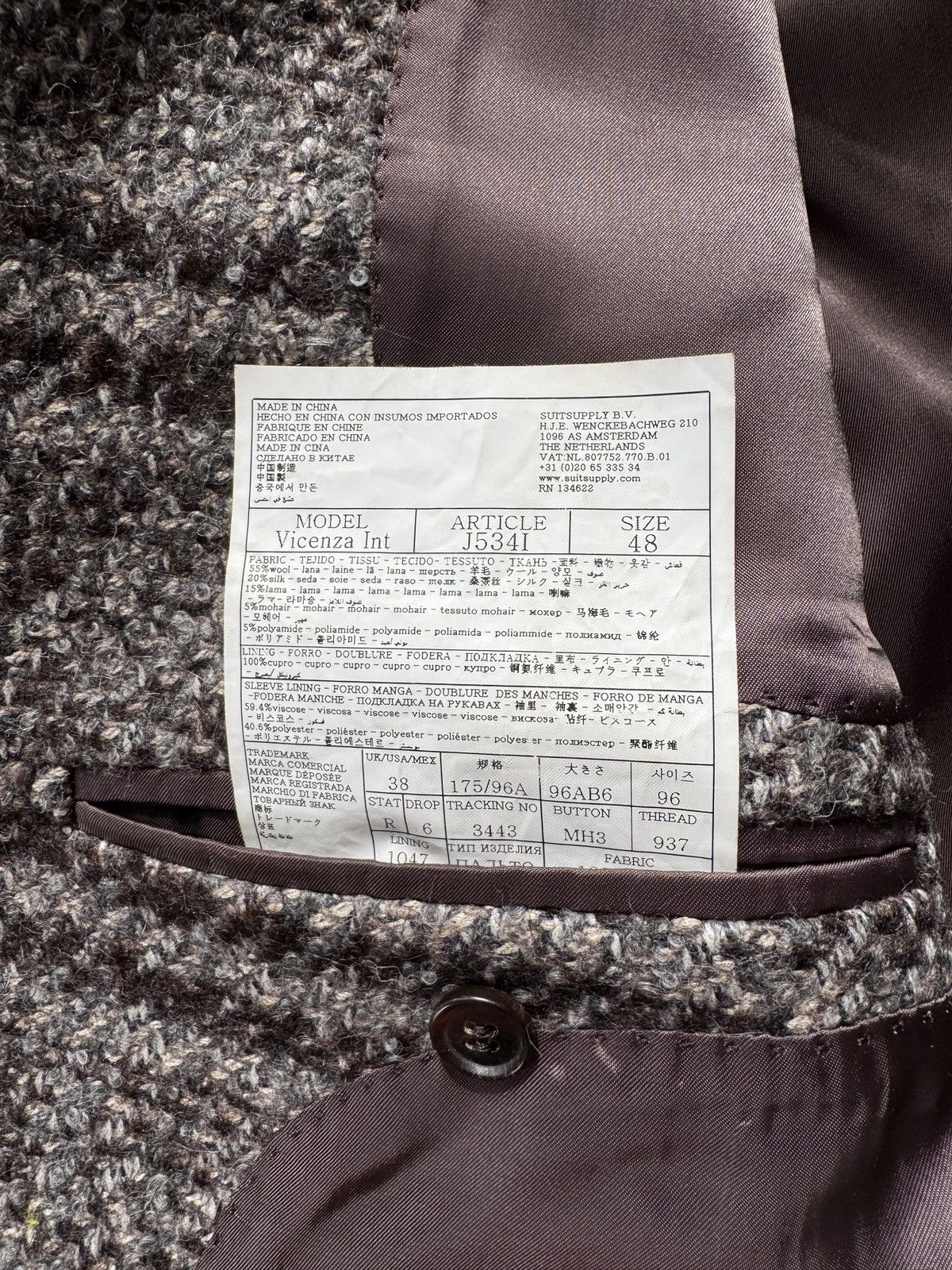Suitsupply Suitsupply 38R Brown Check Topcoat Wool Silk Lama Blend Size US M / EU 48-50 / 2 - 5 Thumbnail
