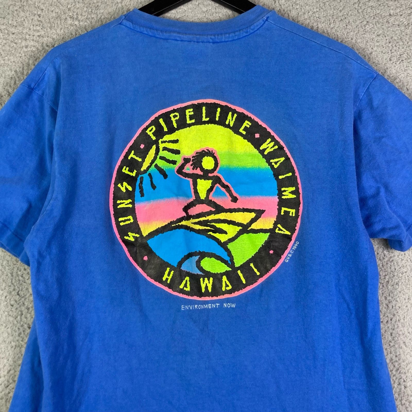 Hanes Waimea Hawaii Vintage Shirt 90s Mens Blue Adult Graphic XL Size US XL / EU 56 / 4 - 5 Thumbnail