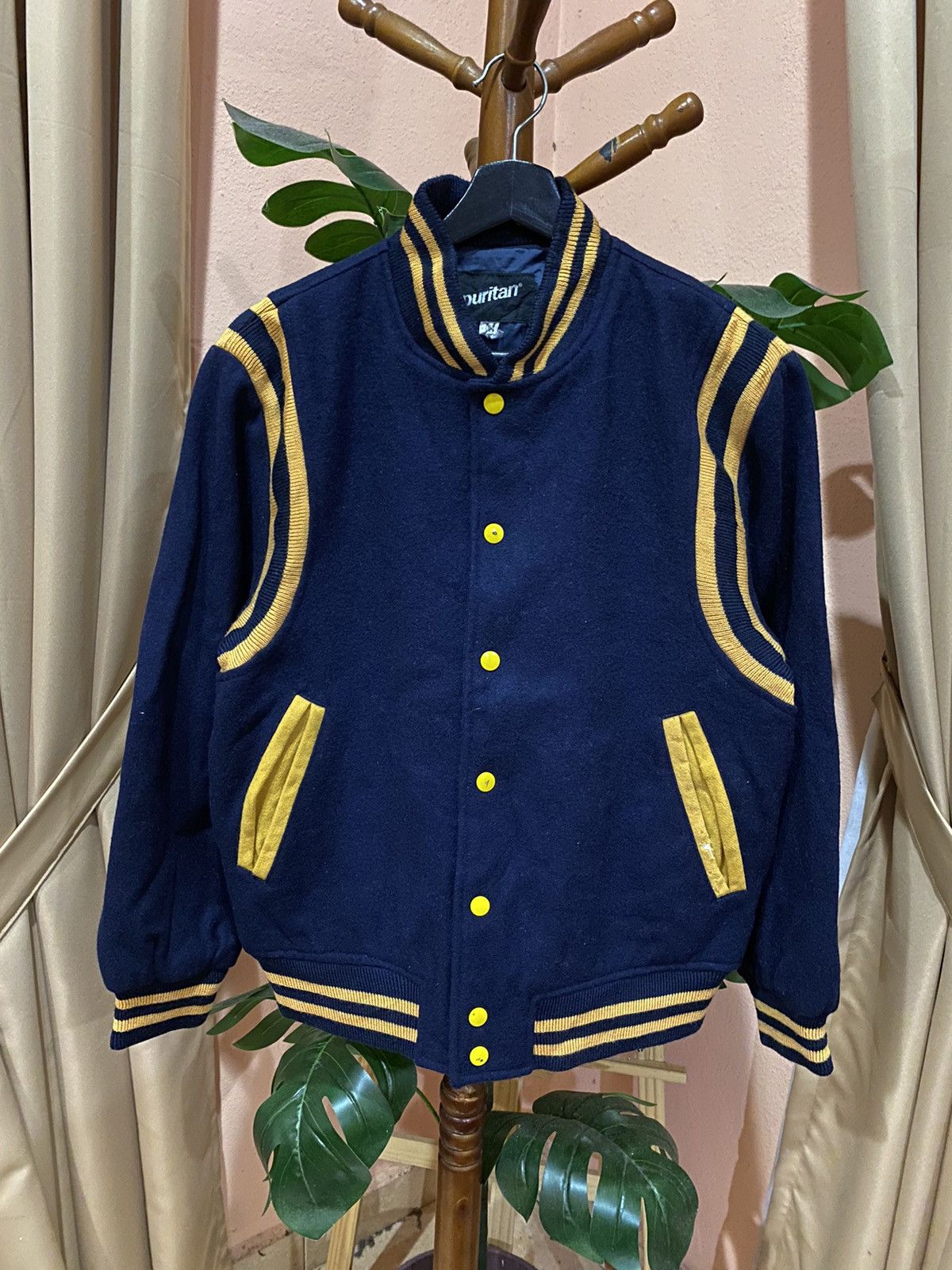 Puritan Vintage Puritan Varsity Jacket – Navy & Gold 1990s Classic Size US M / EU 48-50 / 2 - 1 Thumbnail