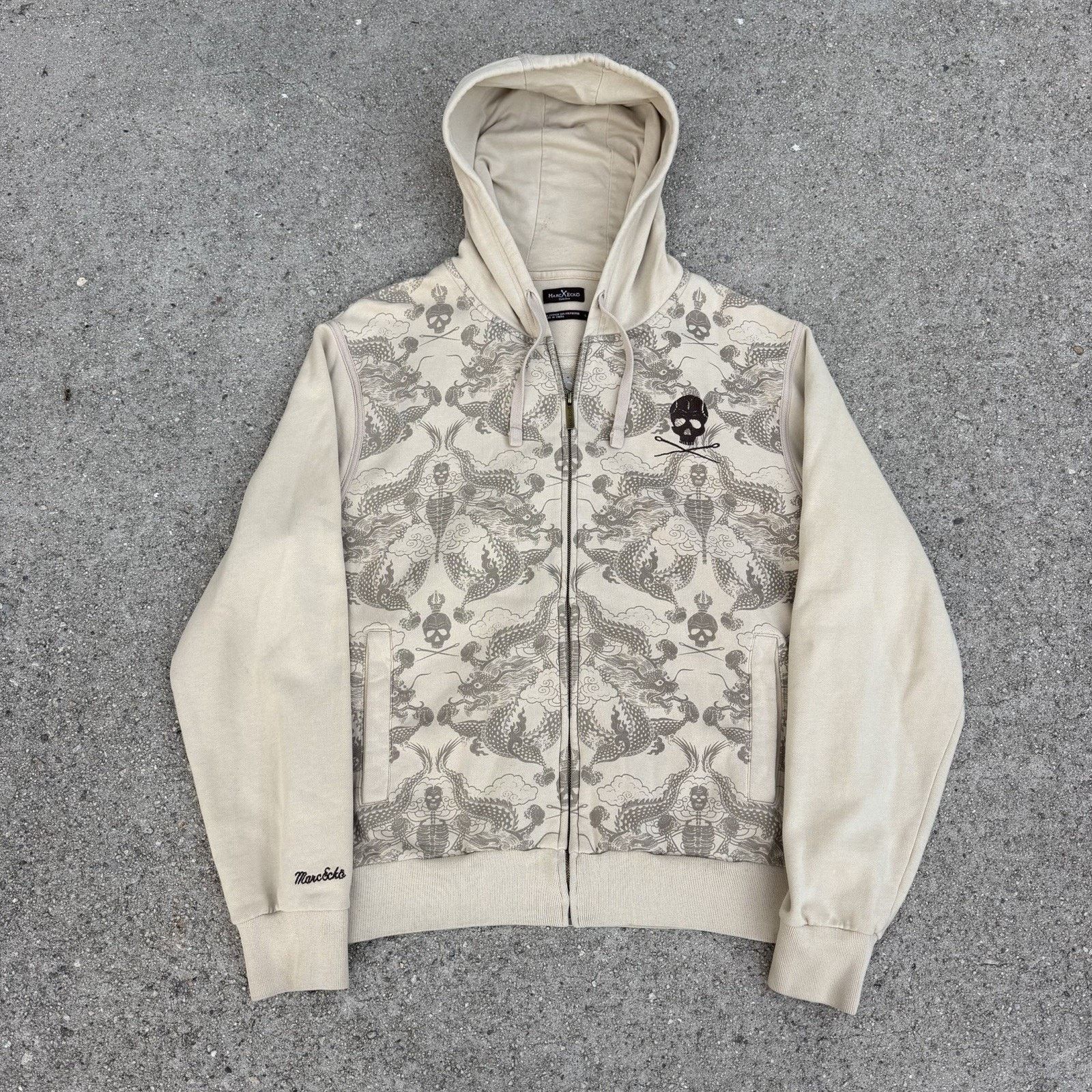 Ecko Unltd. × Ed Hardy × Marc Ecko Vintage Y2K Marc Ecko Cut & Sew Skull Dragon Paisley Hoodie Size US L / EU 52-54 / 3 - 3 Thumbnail