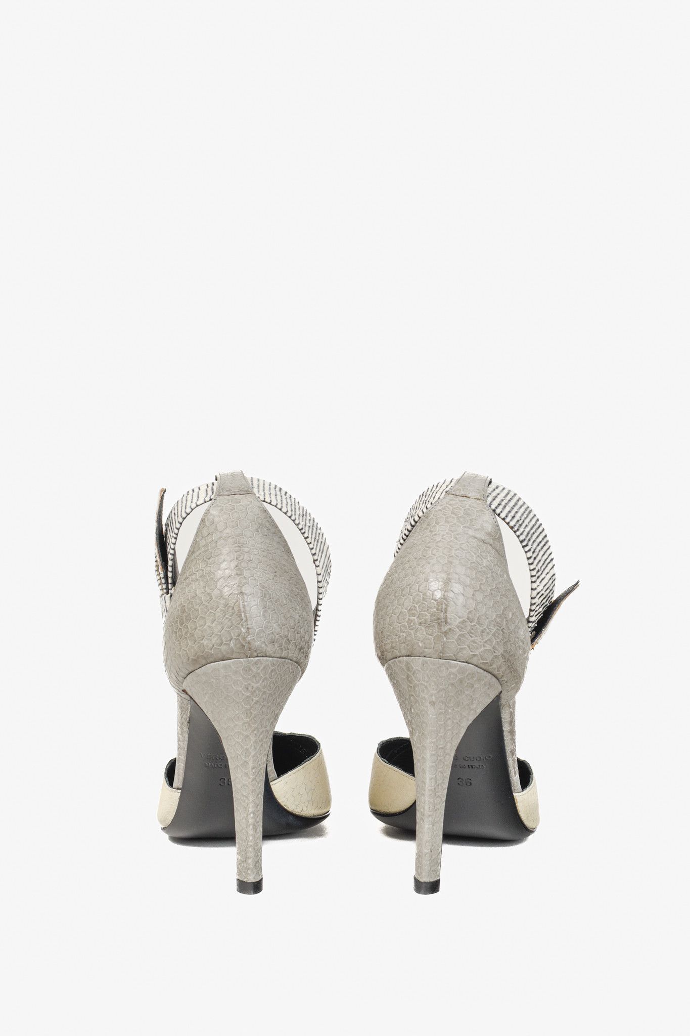 Mugler Mugler Black & White Mix-Material Strap Heels Size US 5.5 / IT 35.5 - 3 Thumbnail