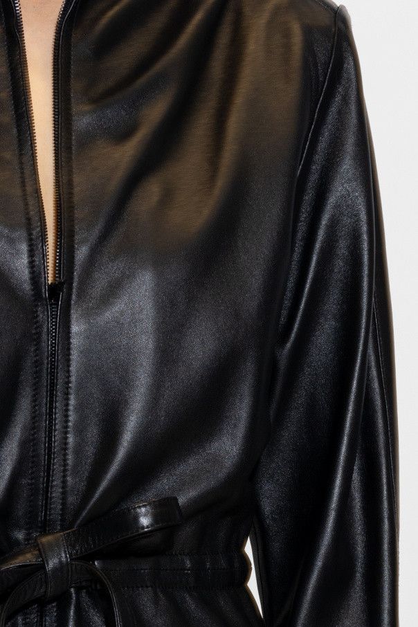 Saint Laurent Paris o1b1hav111224 Zip Dress in Drummed Lambskin in Black Size XS / US 0-2 / IT 36-38 - 5 Thumbnail