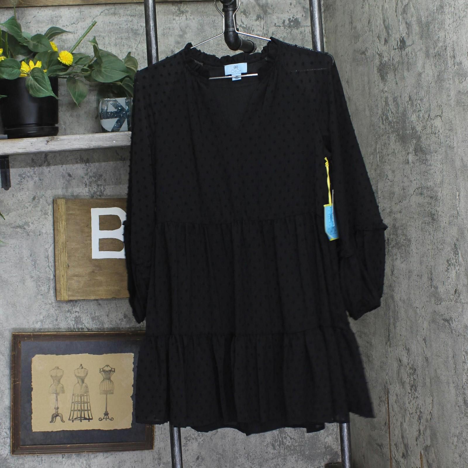 Opening Ceremony Nwt Cece Dot Long Sleeve Shift Dress 7031928 Rich Black Xs Size XS / US 0-2 / IT 36-38 - 1 Thumbnail