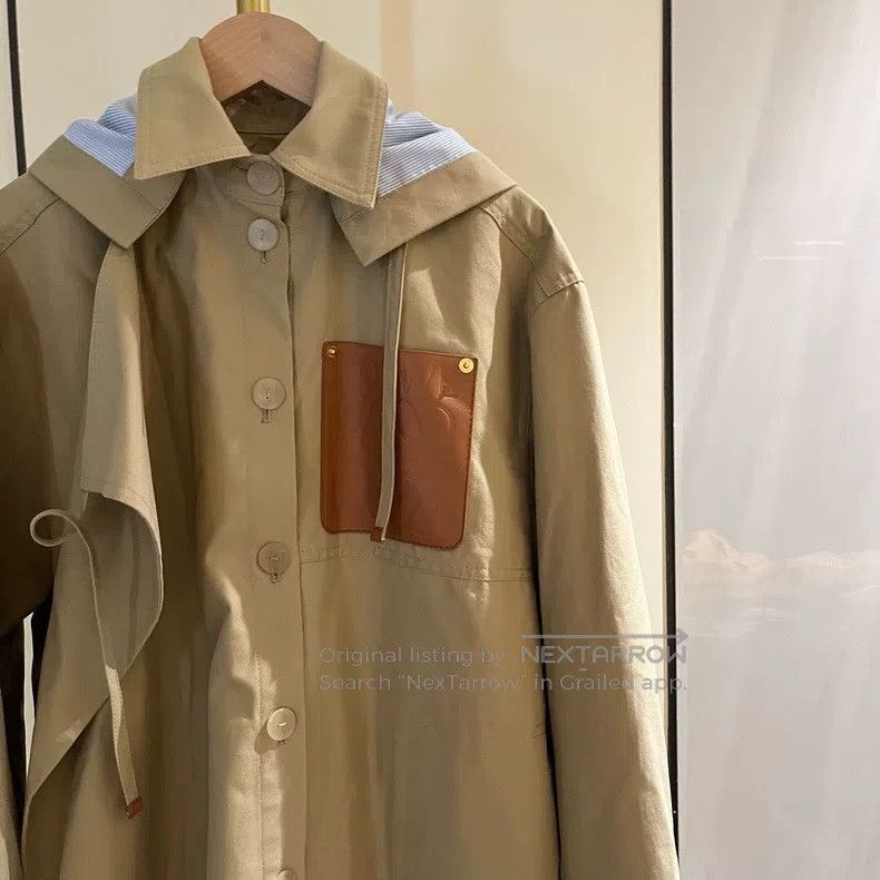 Loewe Loewe Khaki and Blue Striped Casual Windbreaker Hooded Jac Size 4XL / US 24-26 - 2 Thumbnail