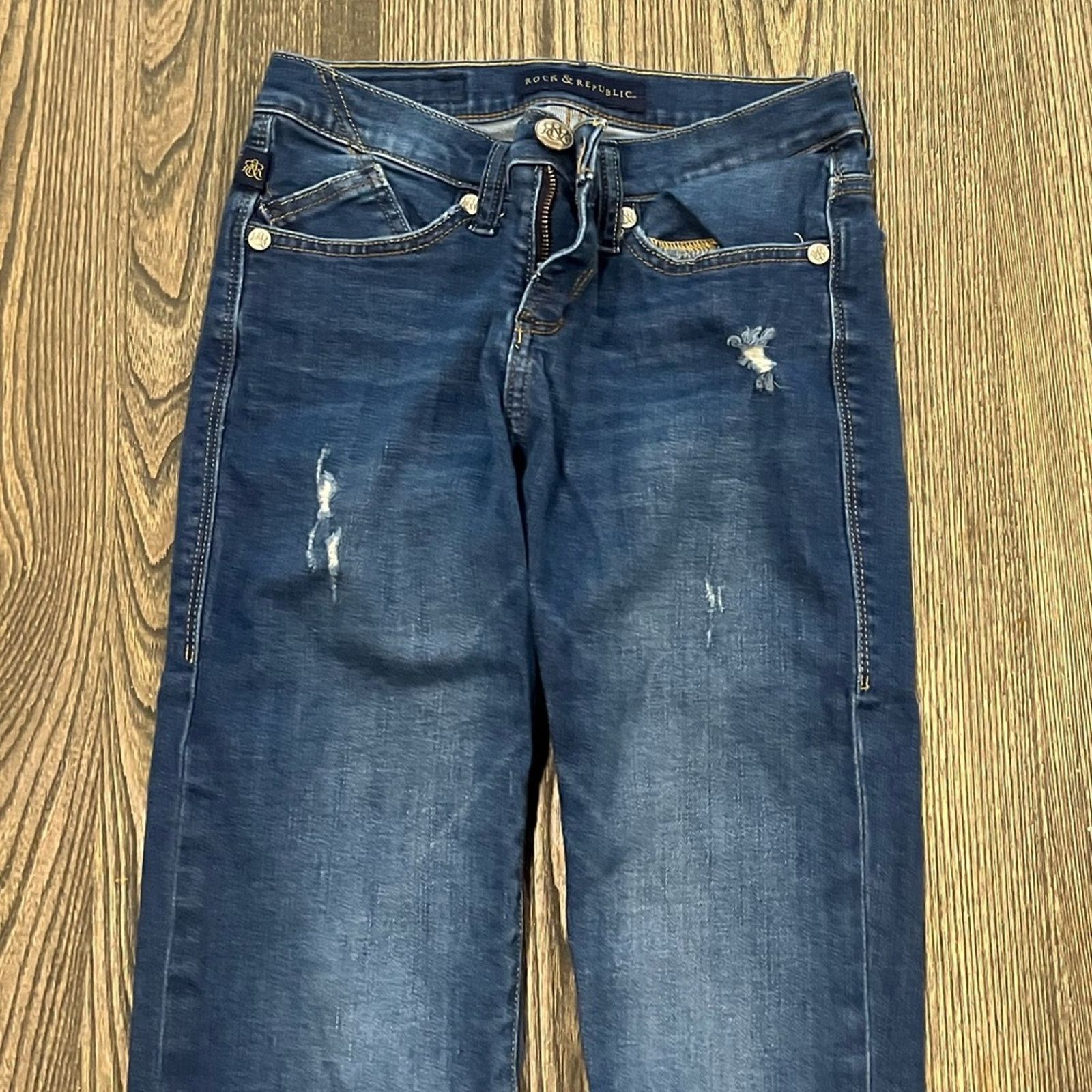 Rock & Republic Rock & Republic Berlin Straight Jeans Pockets Distressed 2 Size 26" / US 2 / IT 38 - 5 Thumbnail