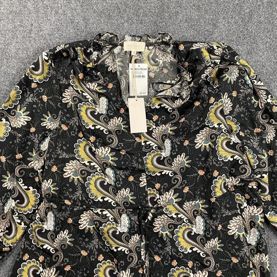Other Melloday Dress Womens 1X Black Paisley 3/4 Sleeve NWT Size XL / US 12-14 / IT 48-50 - 2 Thumbnail