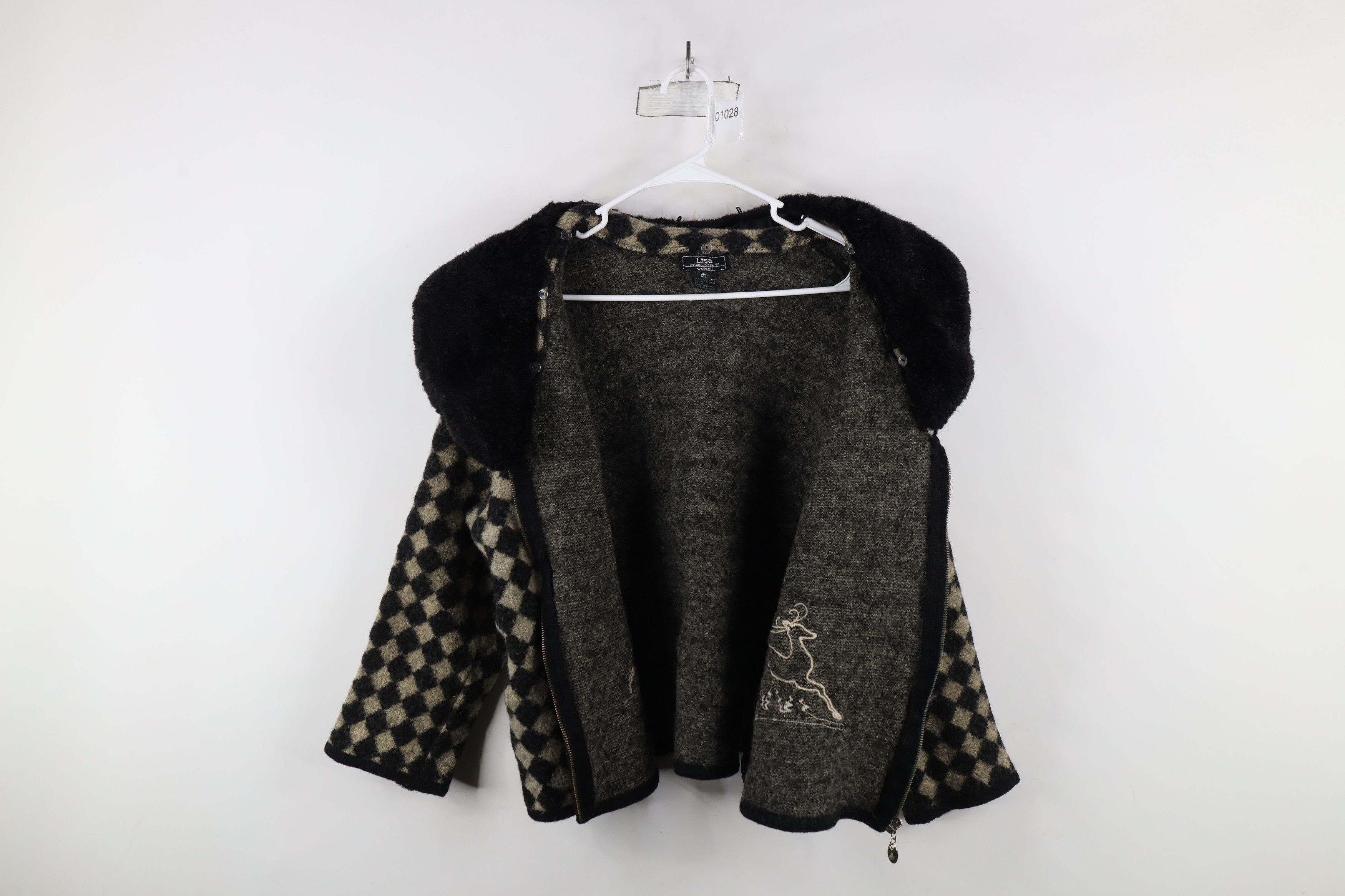 Vintage Vintage 90s Streetwear Diamond Reindeer Full Zip Sweater Size XXL / US 16-18 / IT 52-54 - 11 Thumbnail