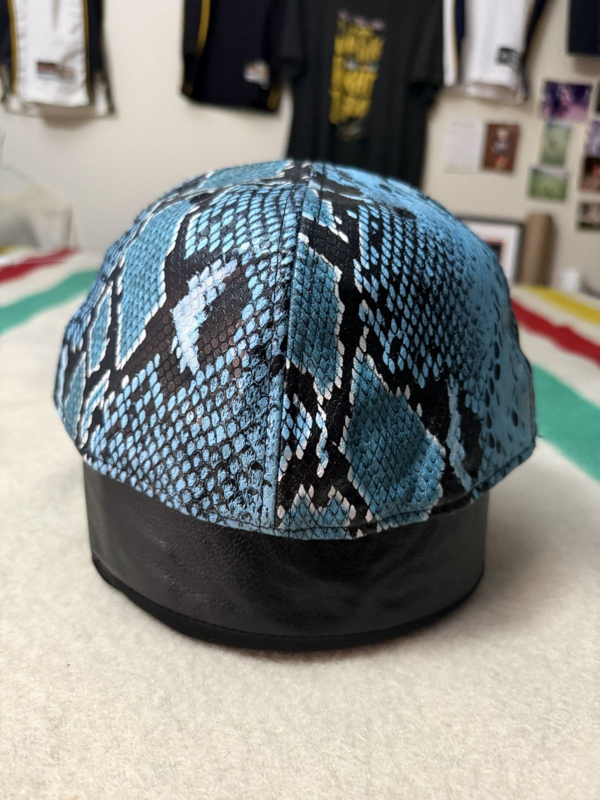 Jeremy Scott 2013 Jeremy Scott New Era Blue Black Snakeskin Hat Size 8 Size ONE SIZE - 6 Thumbnail