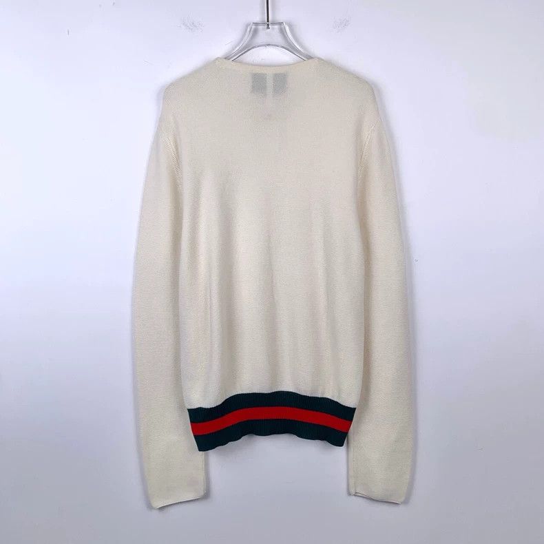 Gucci Gucci Little bee embroidery striped trim beige round-neck l Size US L / EU 52-54 / 3 - 2 Thumbnail