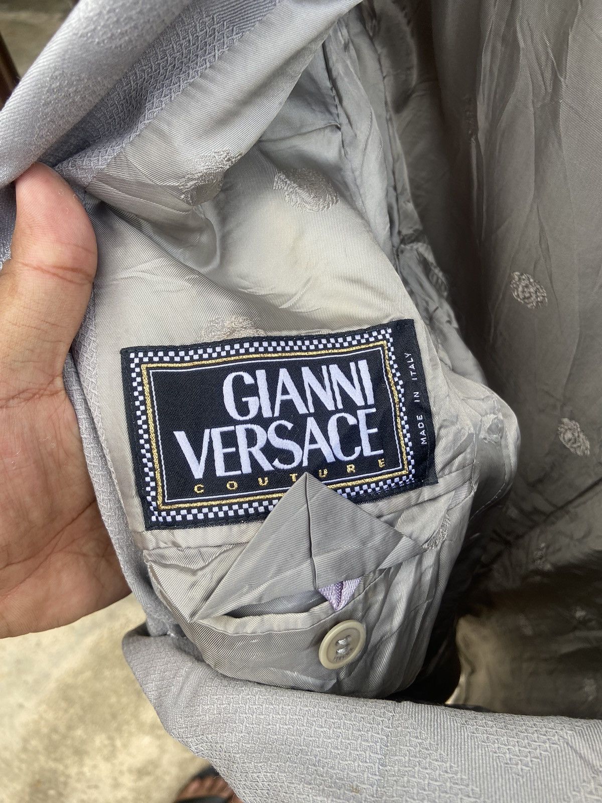 Versace Vintage 1990’s Gianni Versace Checked Stripe Blazer Jacket Size 42R - 5 Thumbnail