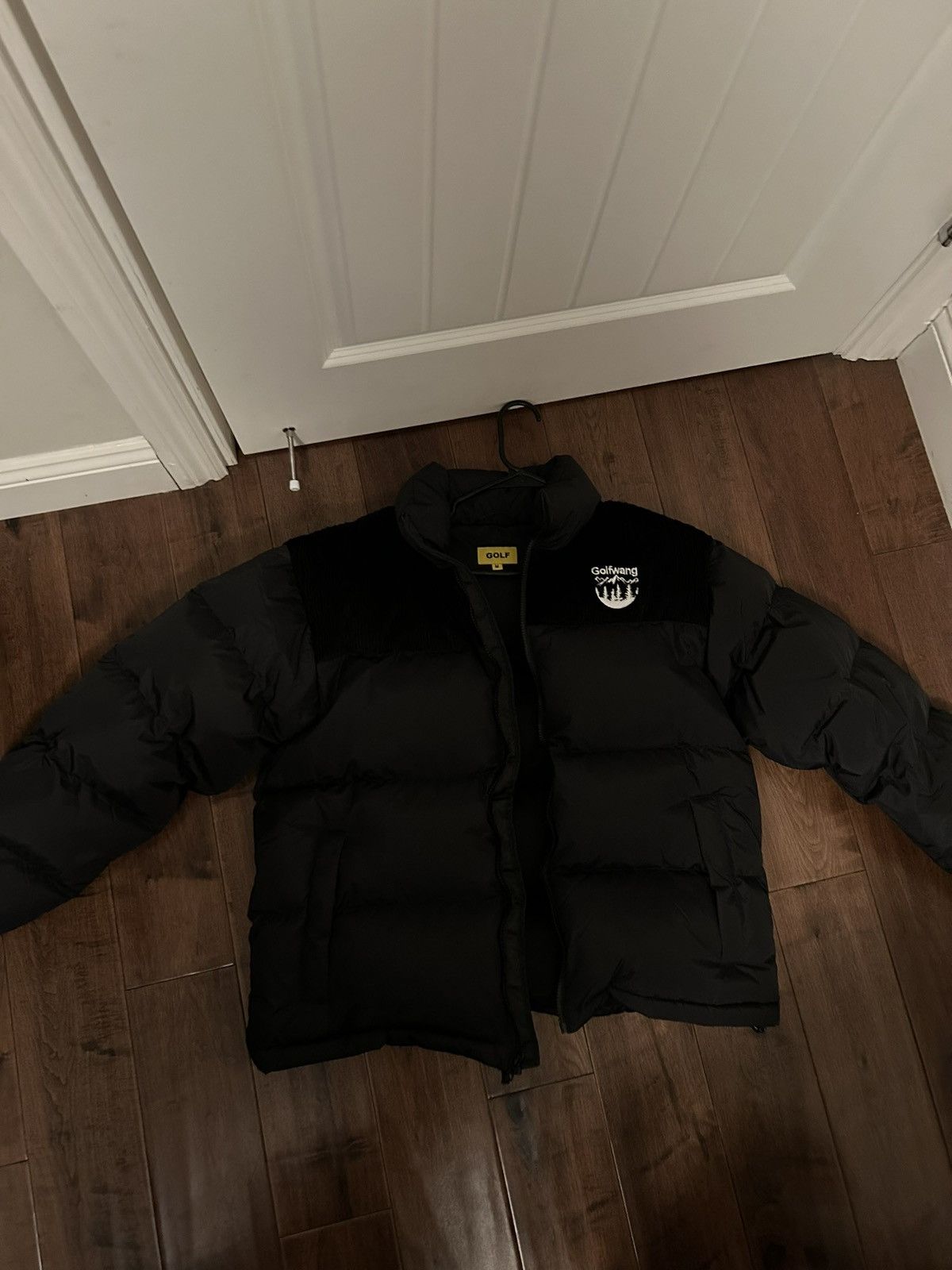 image of Golf Wang Black Corduroy Down Jacket, Men's (Size Medium)