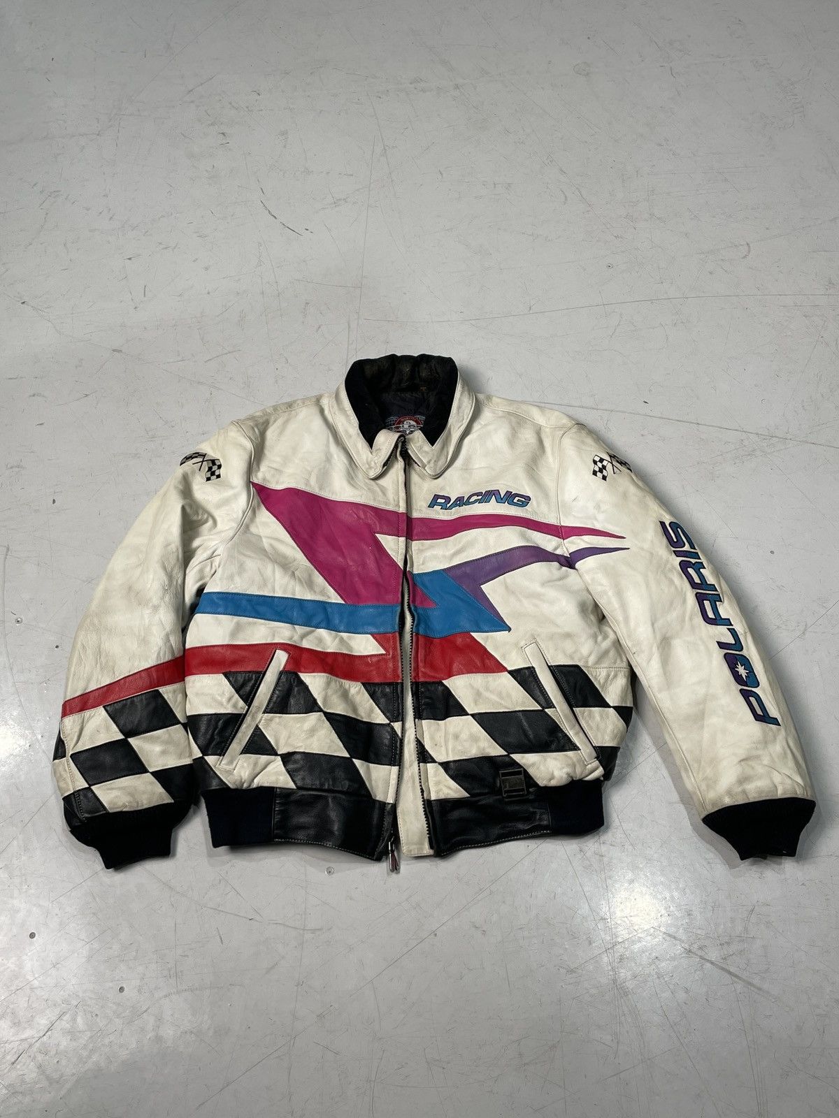 NASCAR Vintage 1990s Polaris Leather Racing Jacket Size US L / EU 52-54 / 3 - 1 Thumbnail