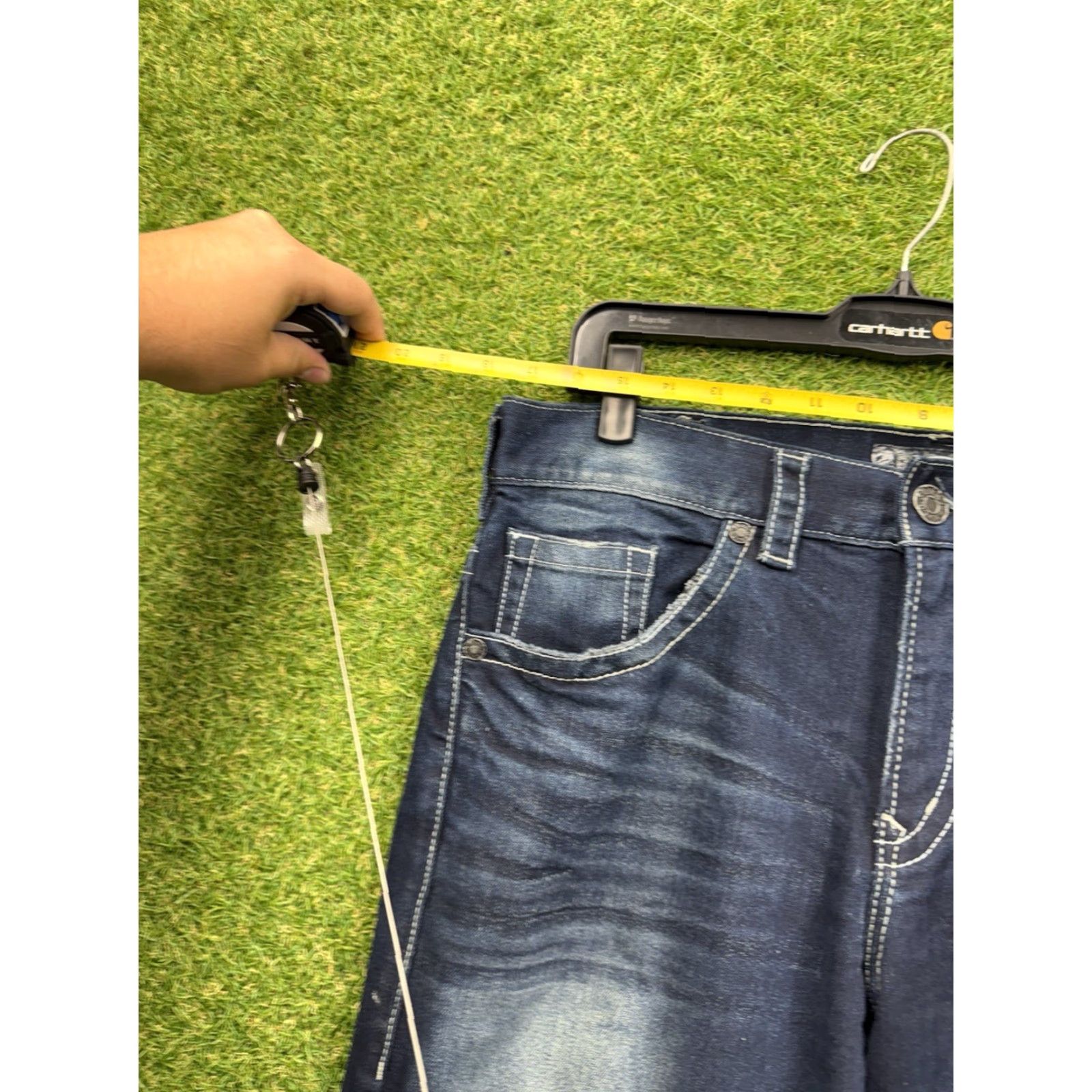 Silver Jeans Co. VINTAGE Silver Jeans Gordie Buckle Buckle Bke Relaxed Straight Jeans 33x34 Dark Blue 90s Grunge Mens Size US 33 - 3 Thumbnail