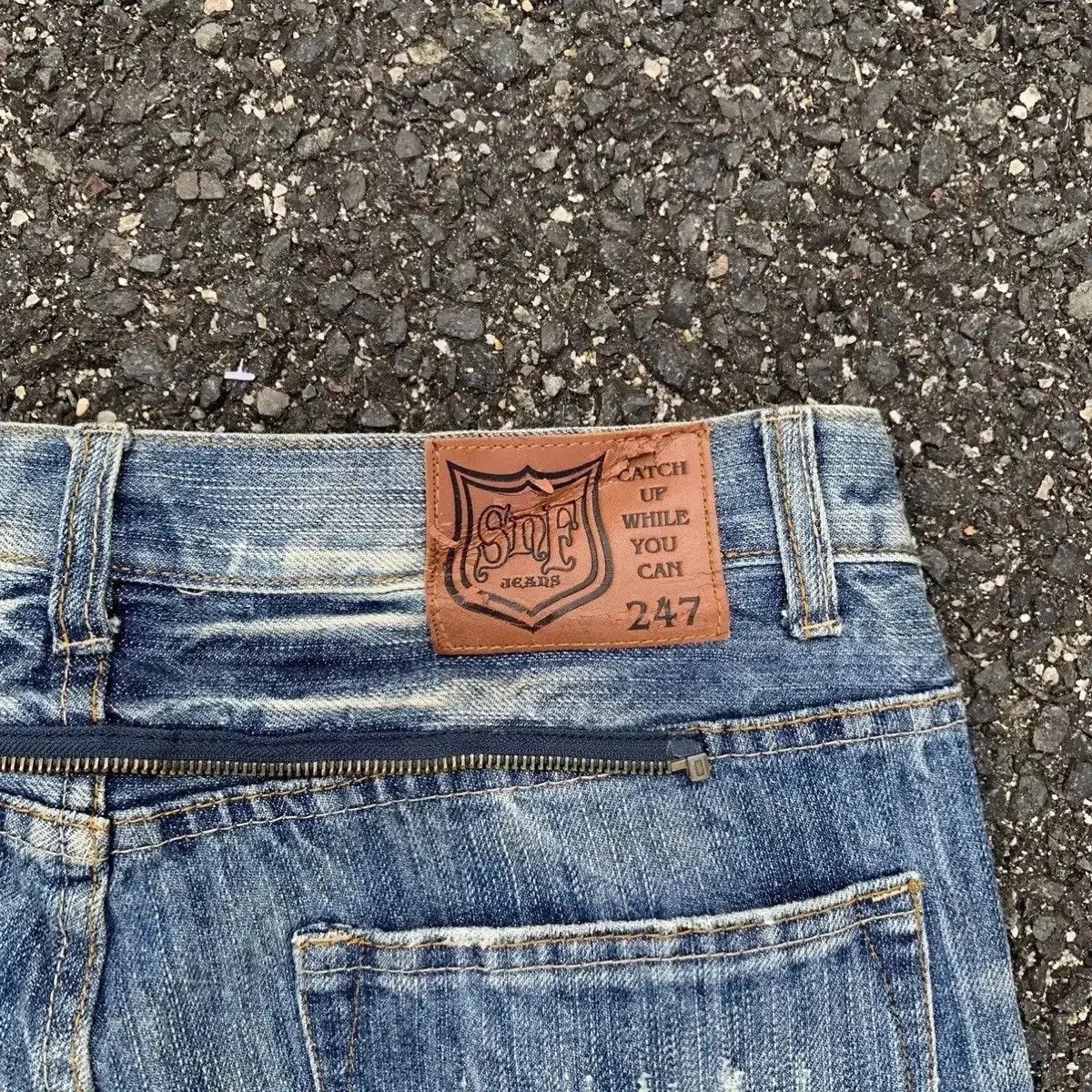 Japanese Brand Snuff Jeans W32 L33 Storm Fading Denim Pants Nice Design Size US 32 / EU 48 - 16 Thumbnail