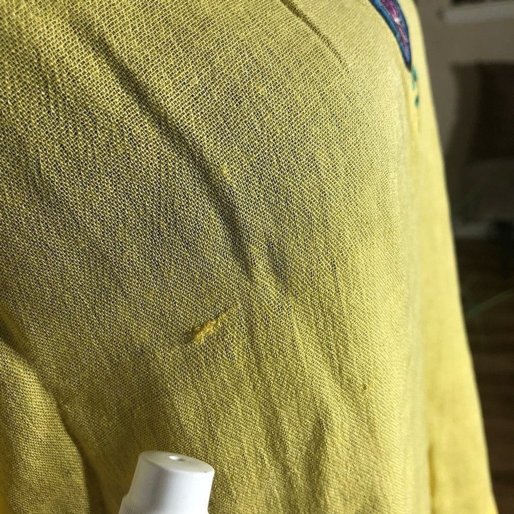 Vintage 70s Boho Blouse Semi Sheer Gauze Embroidered Floral Yellow S Size S / US 4 / IT 40 - 5 Thumbnail