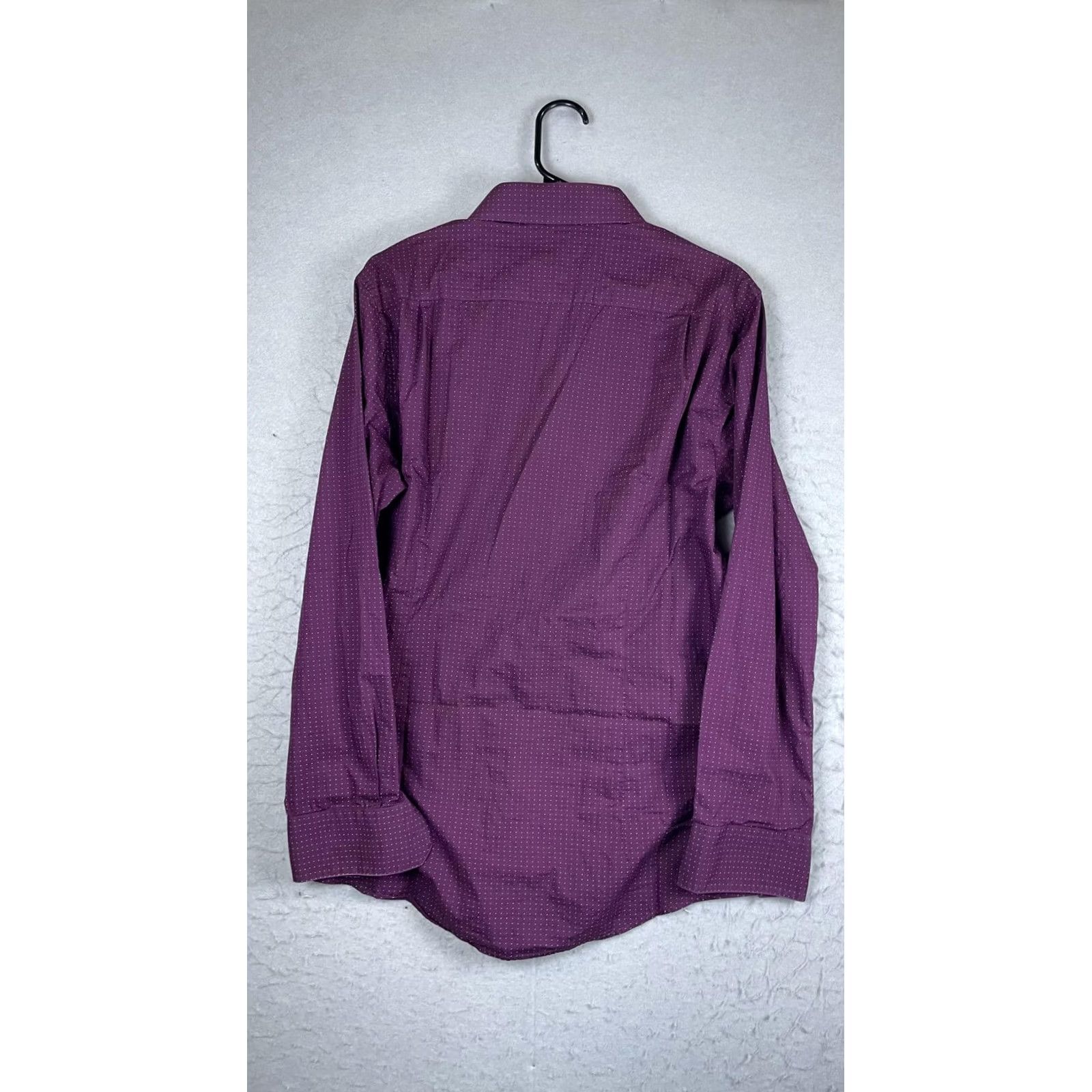 Vince Camuto Vince Camuto Dress Shirt Mens 16 34/35 Purple Polka Dot Slim Fit Long Sleeve Shirt Size 42R - 6 Thumbnail