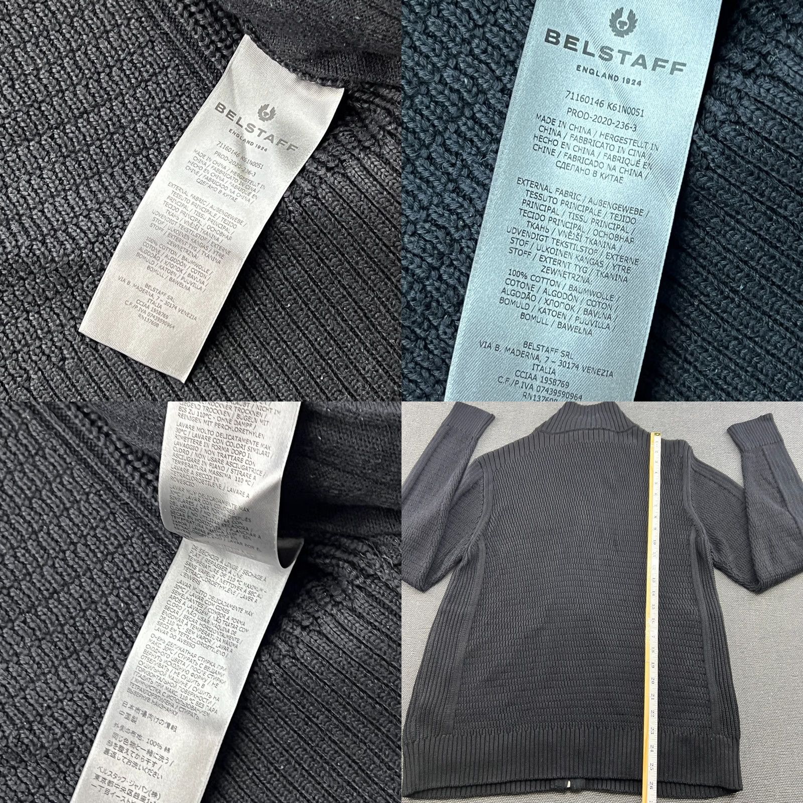 Belstaff Belstaff Mens XL Black Knit Full Zip Up Cardigan Turtleneck Cotton Sweater Pullover Regular Fit Shirt? Size US XL / EU 56 / 4 - 8 Thumbnail