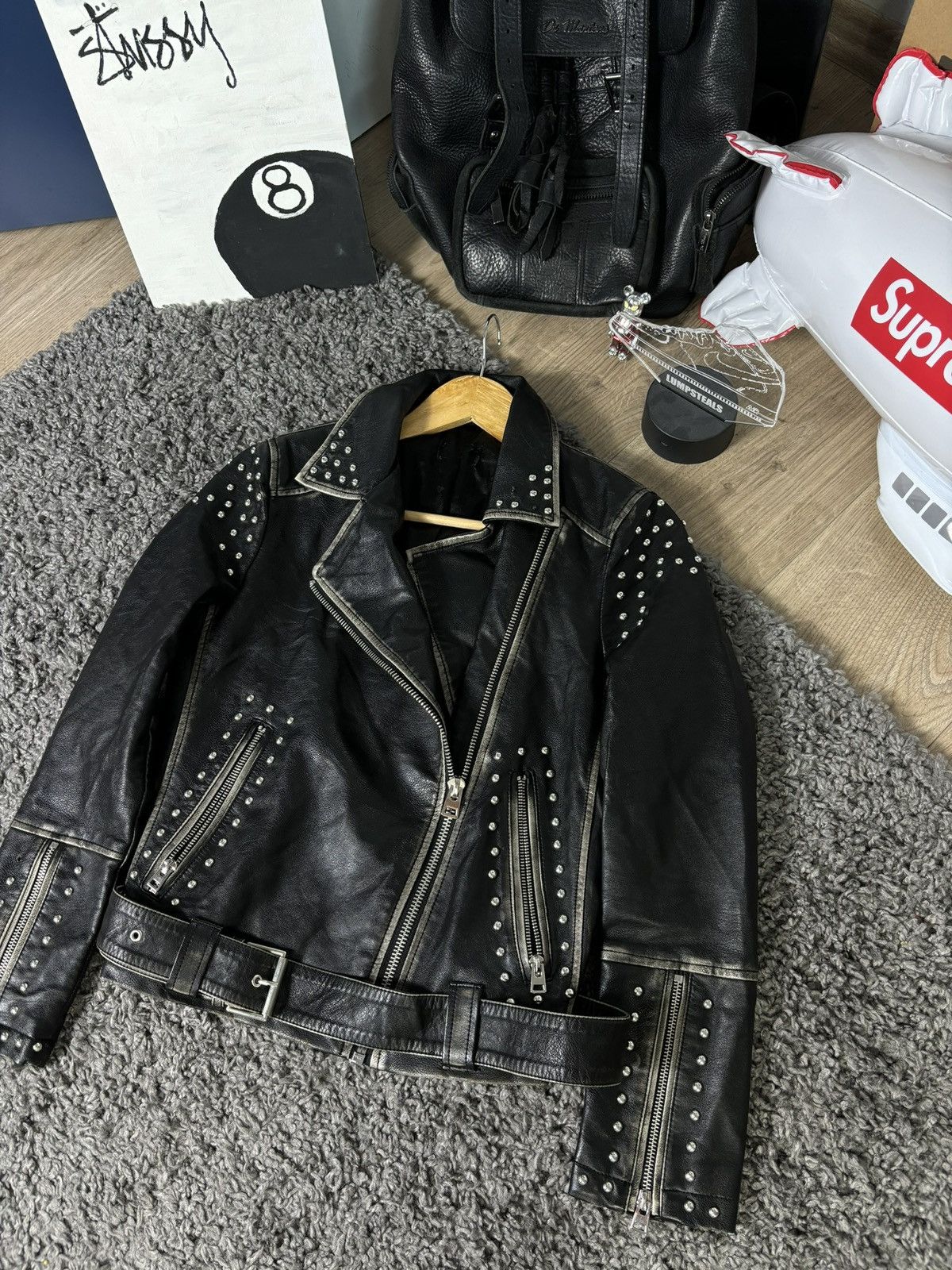 Vintage Vintage Y2K Leather Bomber Jacket 00s Avant Garde Distressed Size US S / EU 44-46 / 1 - 2 Thumbnail