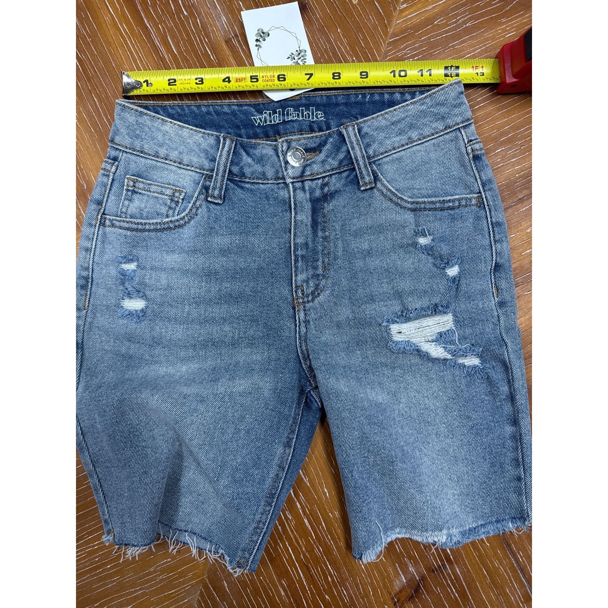 Other Wild Fable Womens Distressed Denim Bermuda Shorts With Raw H Size 24" / US 00 / IT 34 - 8 Thumbnail