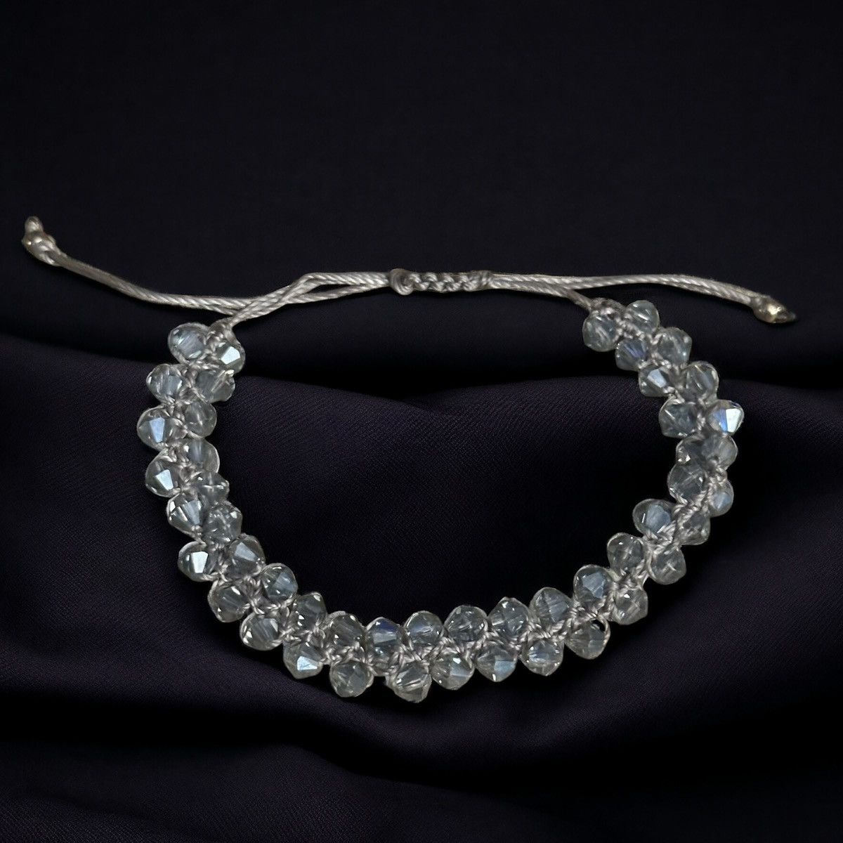 Other Gray Crystal bead adjustable cord bracelet Size ONE SIZE - 1 Thumbnail