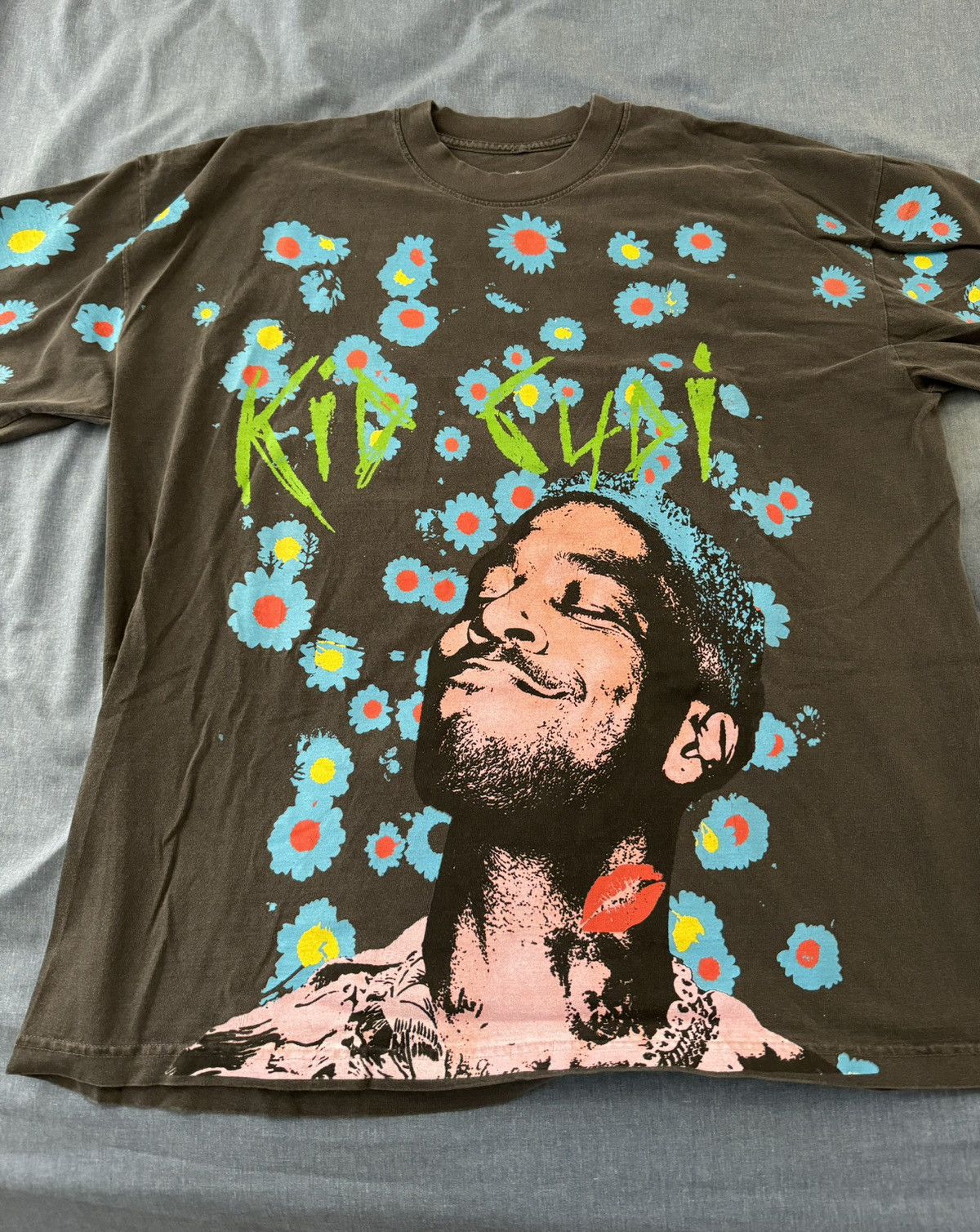 image of Kid Cudi Flower Tee in Vintage Grey (Size XL)