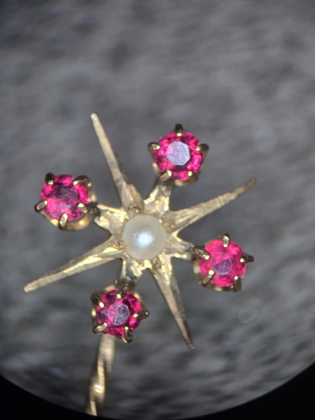 Antique Rivet Antique 14K Gold Ruby Pearl Star Stickpin 1g Size ONE SIZE - 9 Thumbnail