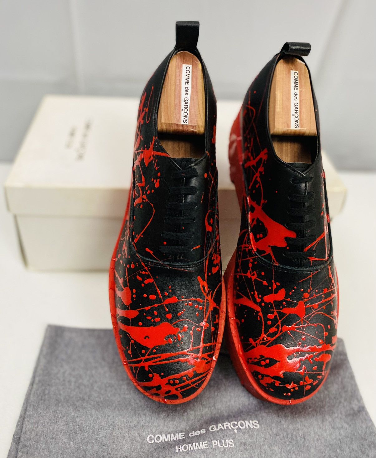 Comme des Garcons Homme Plus CDGHP 🇯🇵 black calf red platform gum sole derby 7 25 NEW Size US 7 / EU 40 - 7 Thumbnail