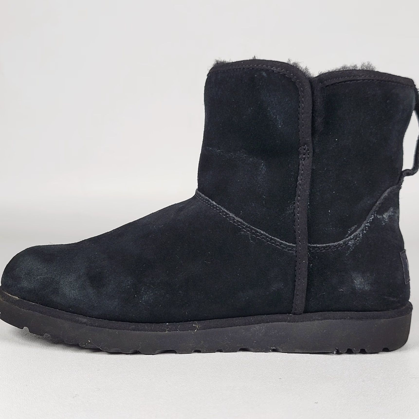 Ugg UGG Cory II Distressed Black Suede Women's Size 7 Boots Flat Heel Round Toe Casual Travel Shearling Lined Cushioned Comfort Snug Suede Upper Size US 5 / IT 35 - 6 Thumbnail