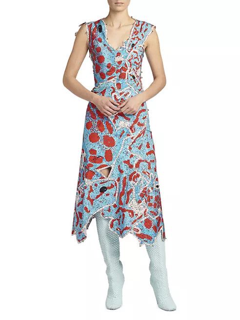 Bottega Veneta o1loc1c0824 718893 Printed Silk Patchwork Dress Multicolor Size S / US 4 / IT 40 - 2 Thumbnail