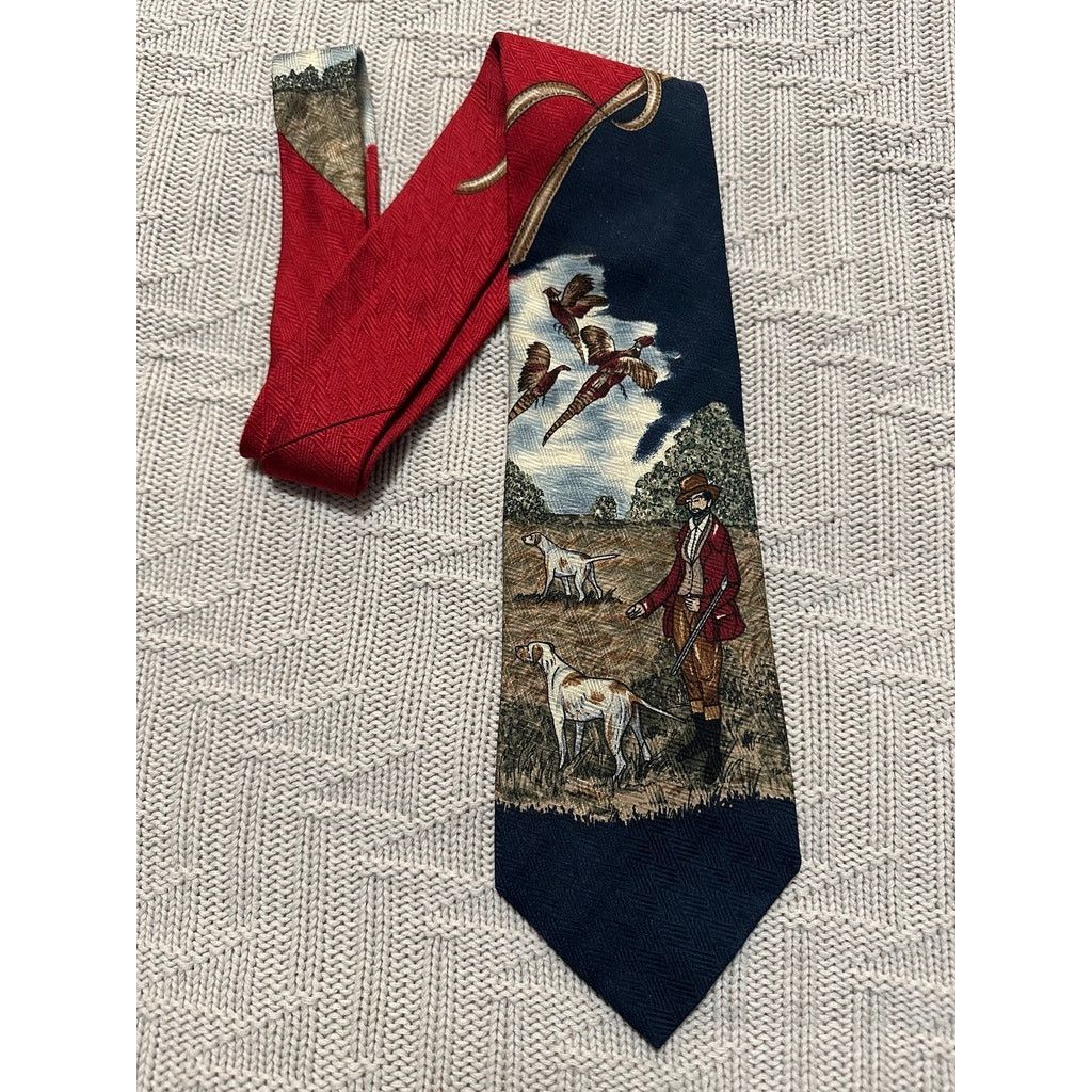 Vintage Vintage pheasant hunting motif silk tie Size ONE SIZE - 1 Thumbnail