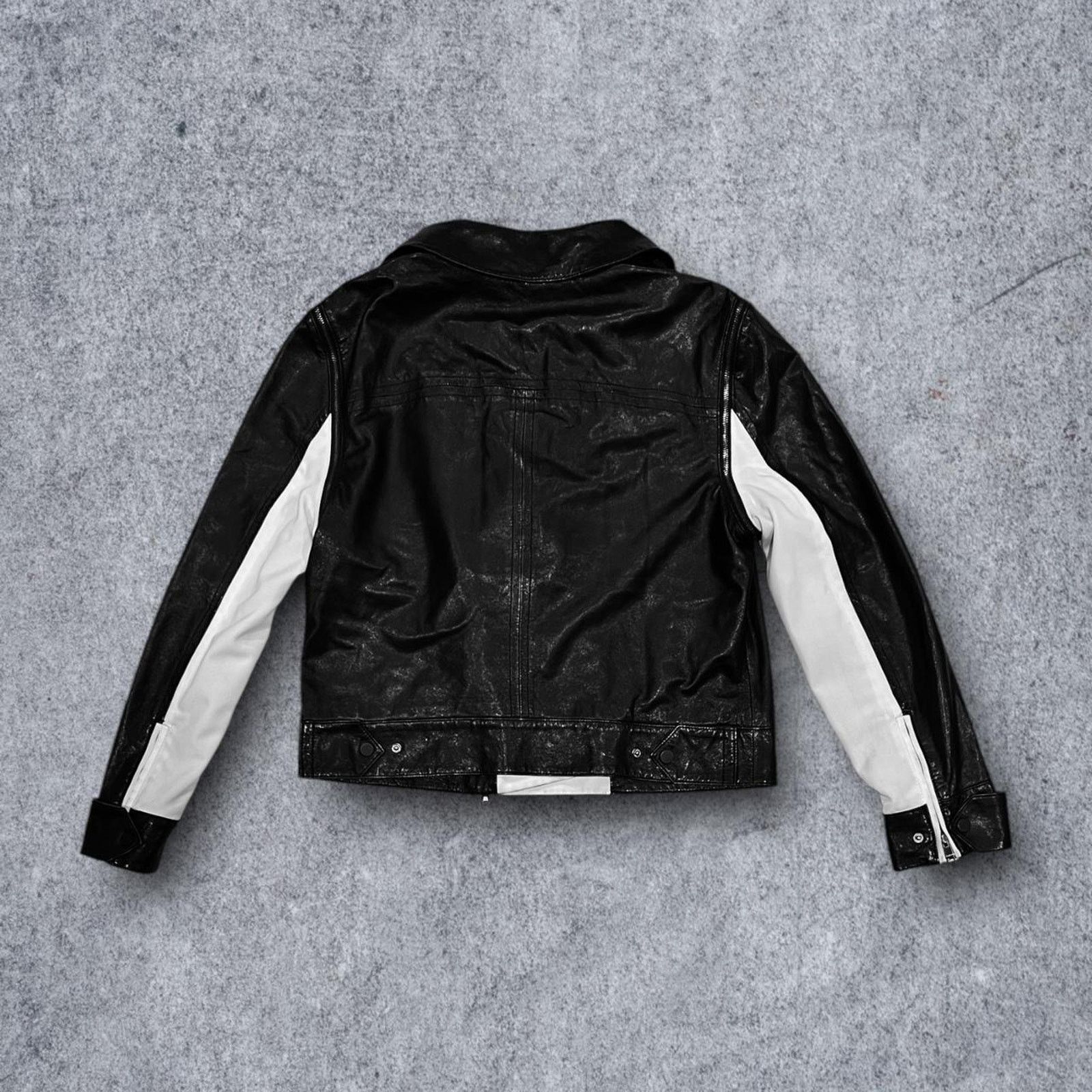 DKNY DKNY Faux Leather Black & White Y2K Moto Jacket Size L / US 10 / IT 46 - 3 Thumbnail
