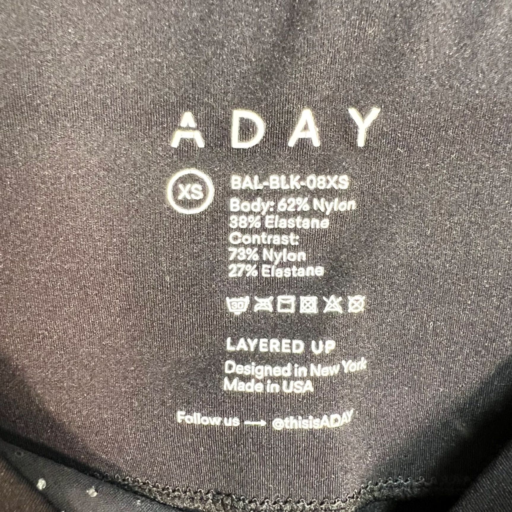 Vintage ADAY Womens XS Black Layered High-Waist Leggings Nylon Elastane Stretch Casual | Yoga | Leggings | Black | XS | Womens Size 26" / US 2 / IT 38 - 3 Thumbnail