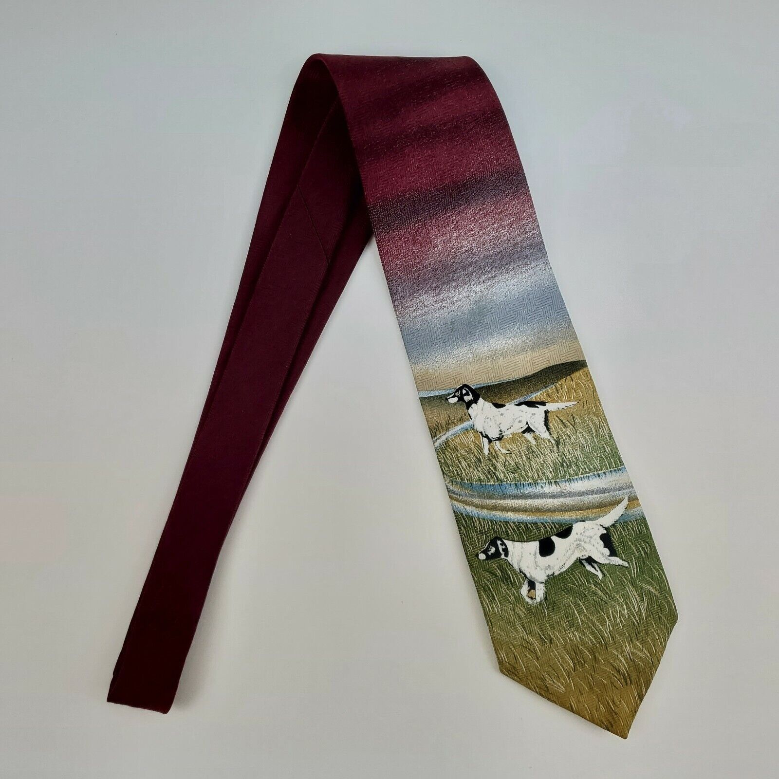 Vintage Reed St.James Green Dog Polyester Tie Wide Size ONE SIZE - 8 Thumbnail