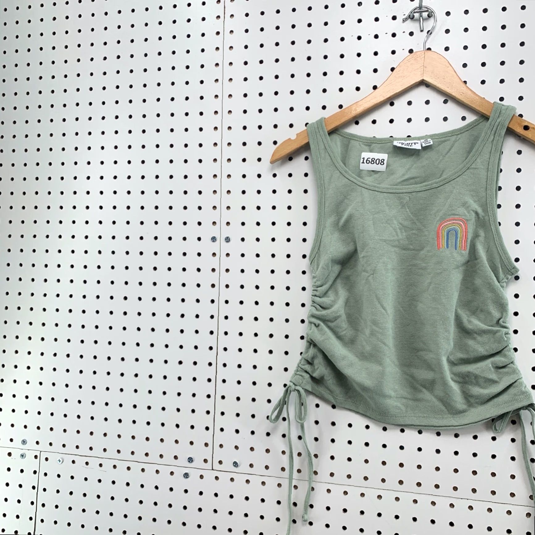 Vintage Mighty Fine Tank Top Shirt Womens Medium Green Sleeveless Rainbow Scrunch New Size M / US 6-8 / IT 42-44 - 3 Thumbnail
