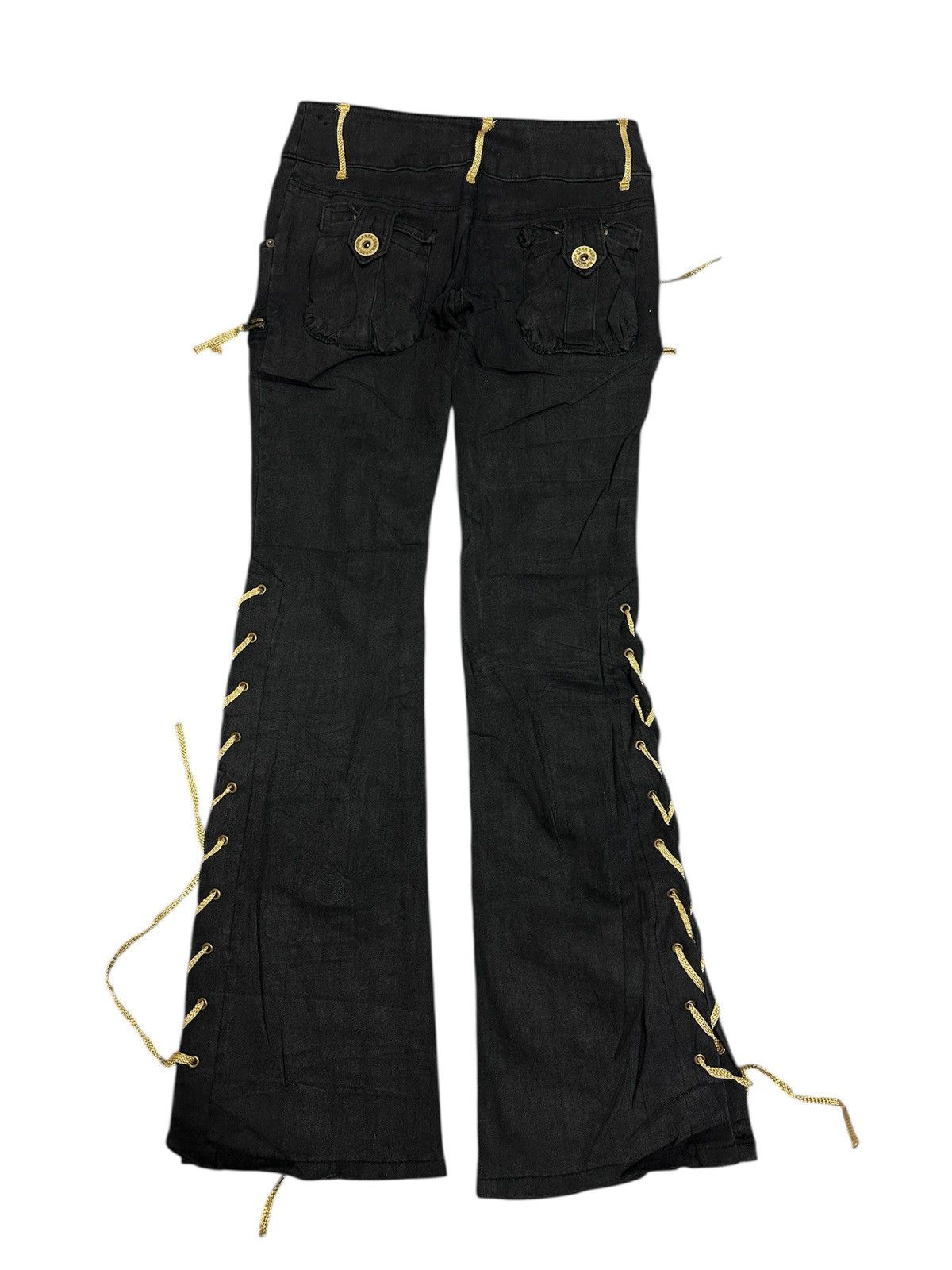 Japanese Brand FALL DOWN Lace-Up Flare Pants Size US 28 / EU 44 - 2 Thumbnail