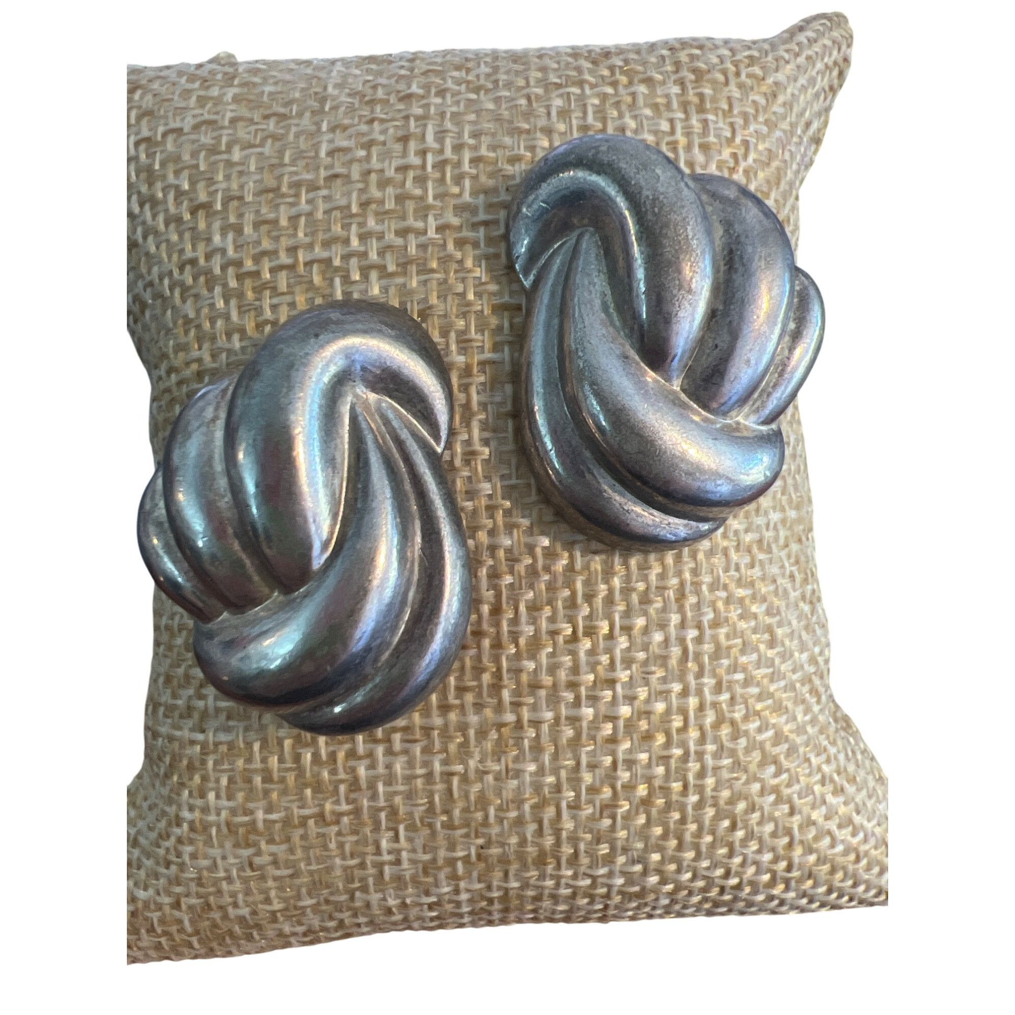 Other Vintage Silver Tone Twisted Knot Statement Earrings Modernis Size ONE SIZE - 1 Thumbnail