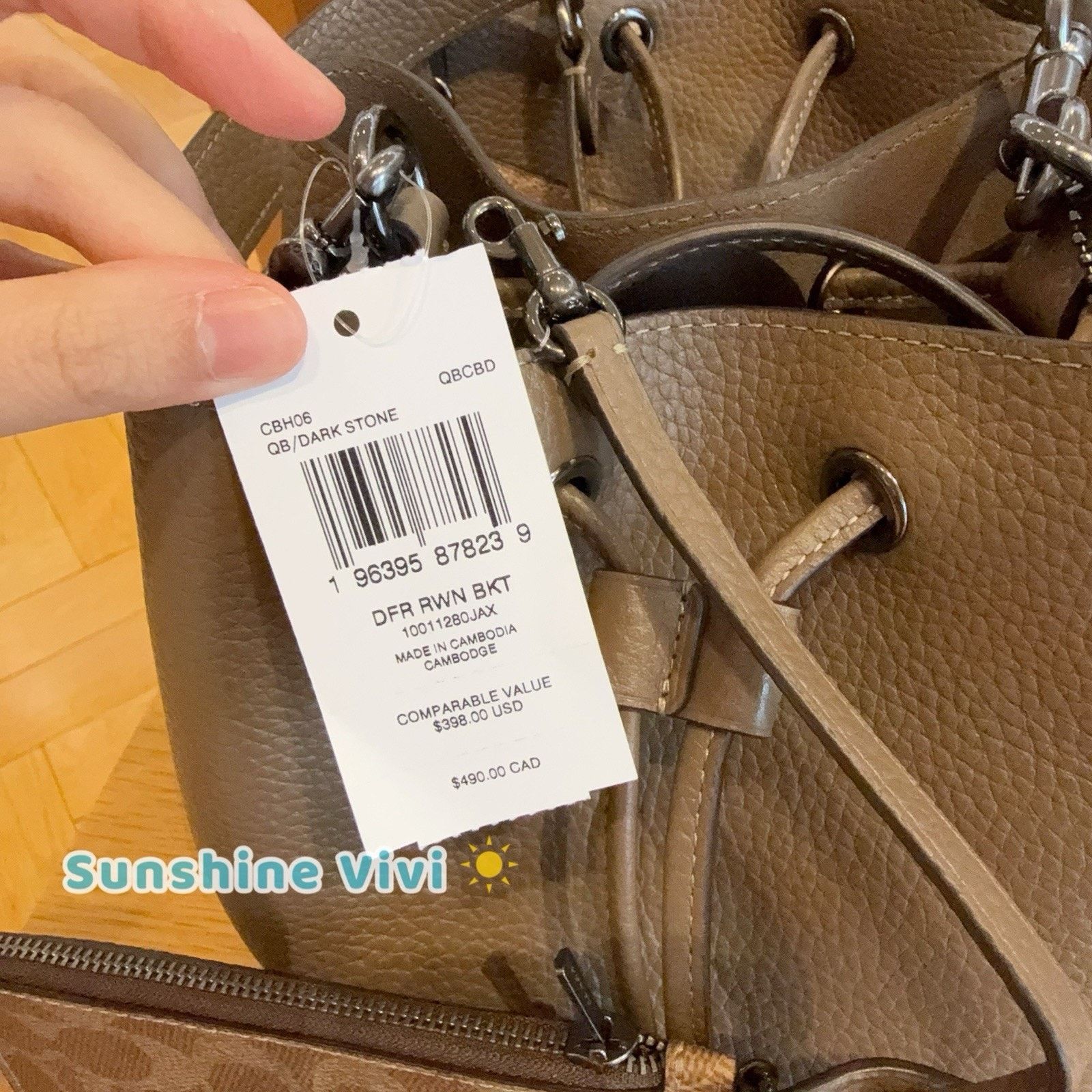 Coach NWT Coach Rowan Bucket Bag Leather CBH06 Qb/Dark Stone Size ONE SIZE - 4 Thumbnail